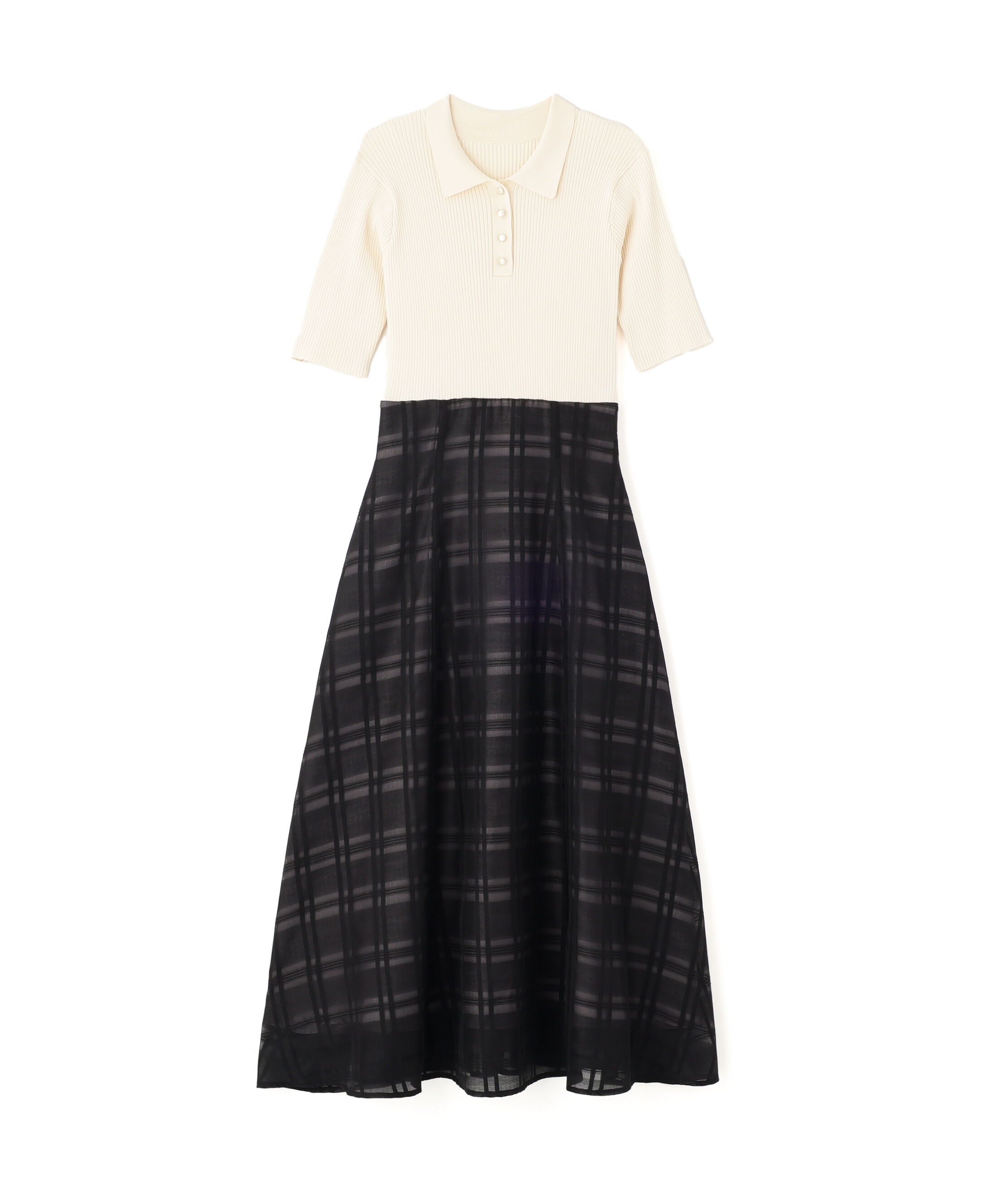  「ポロ衿ドッキングワンピース」|ワンピース|