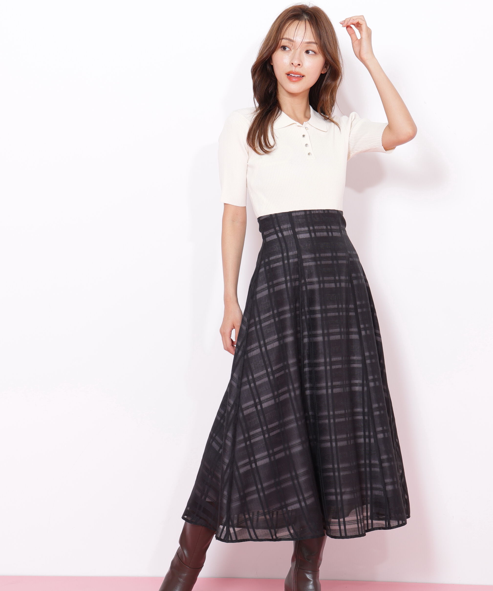  「ポロ衿ドッキングワンピース」|ワンピース|