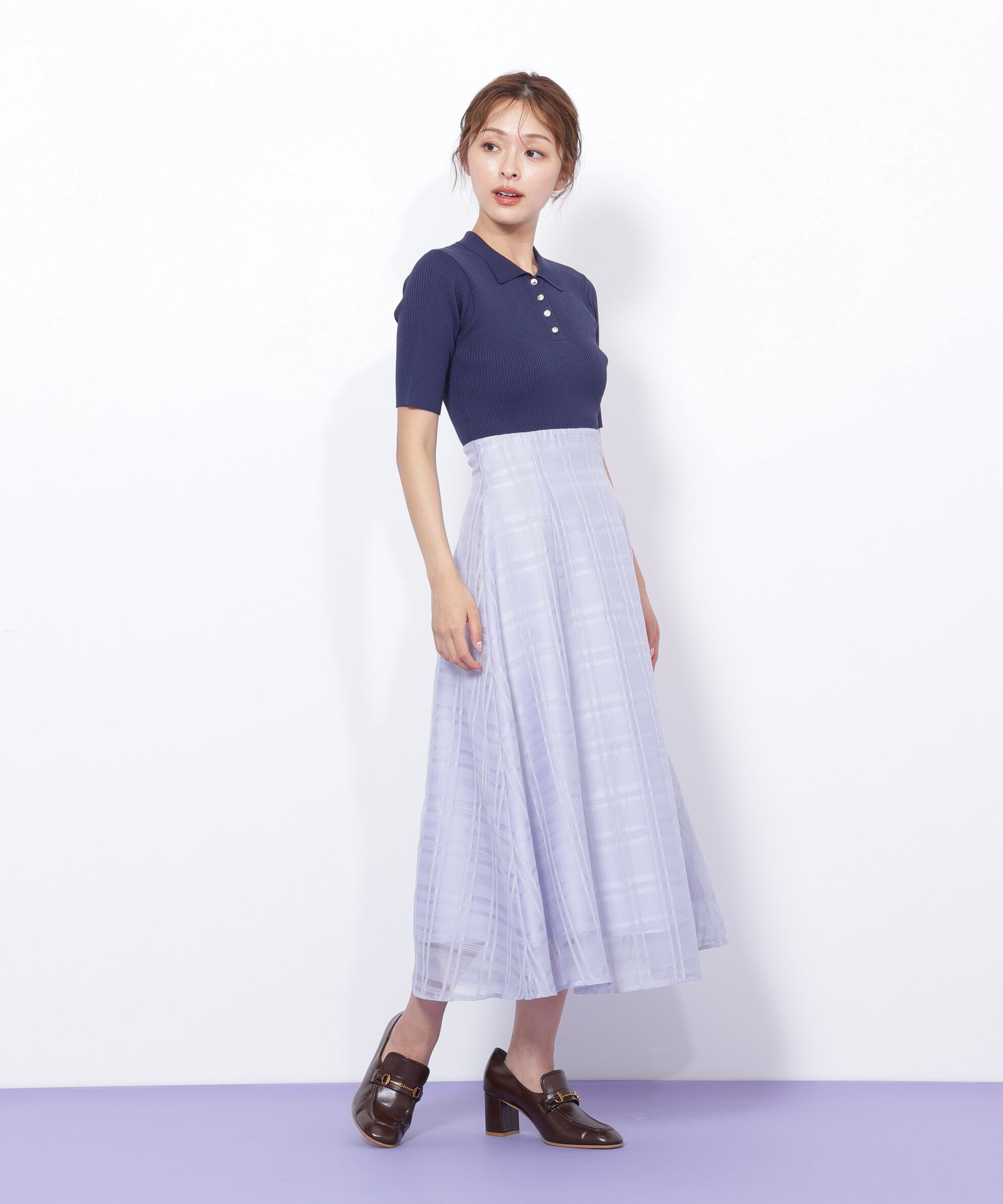  「ポロ衿ドッキングワンピース」|ワンピース|