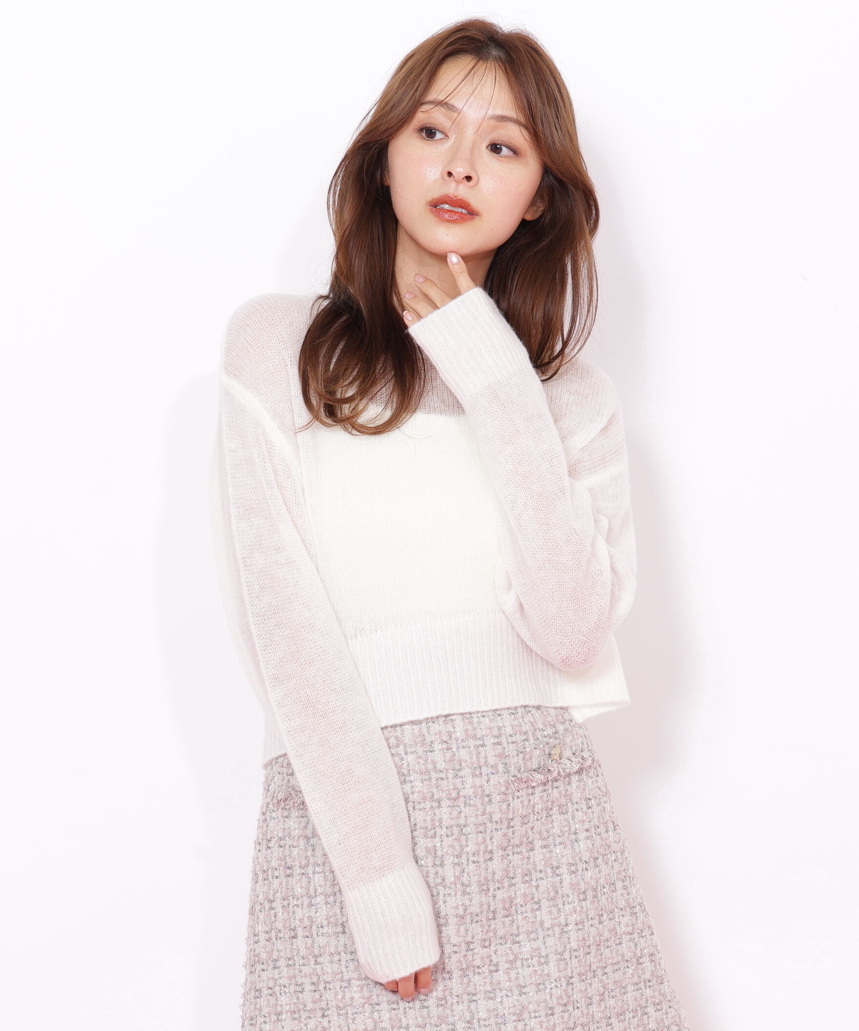  「シアーリボンニット」|ニット・セーター|オフホワイト