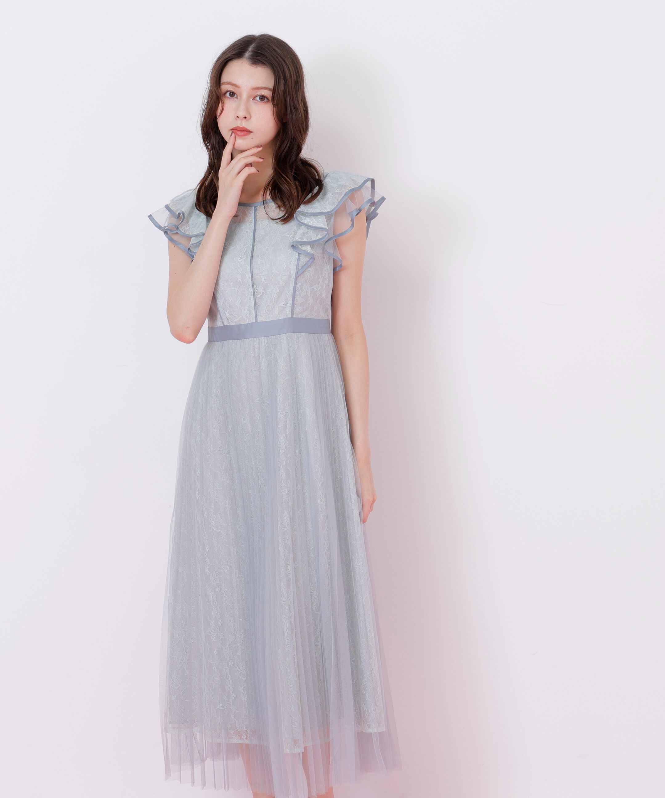  「配色パイピングレースワンピース」|ワンピース|