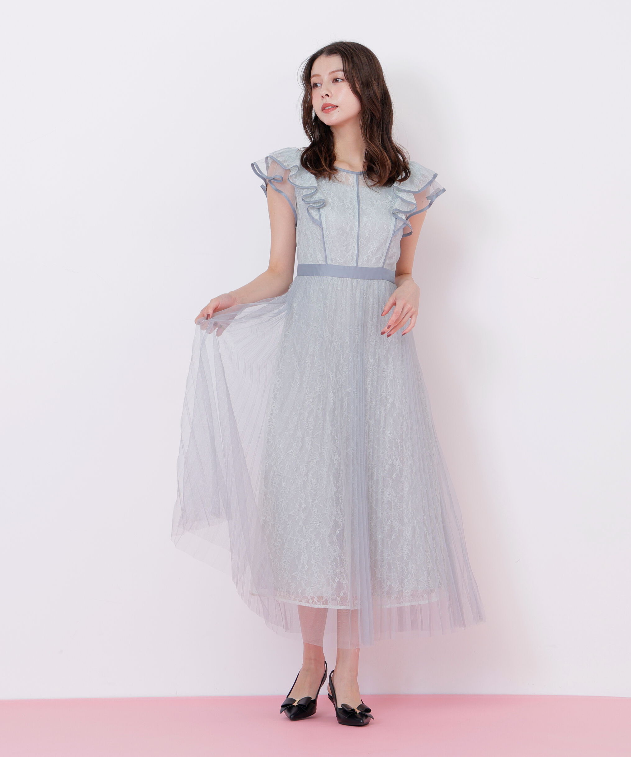  「配色パイピングレースワンピース」|ワンピース|