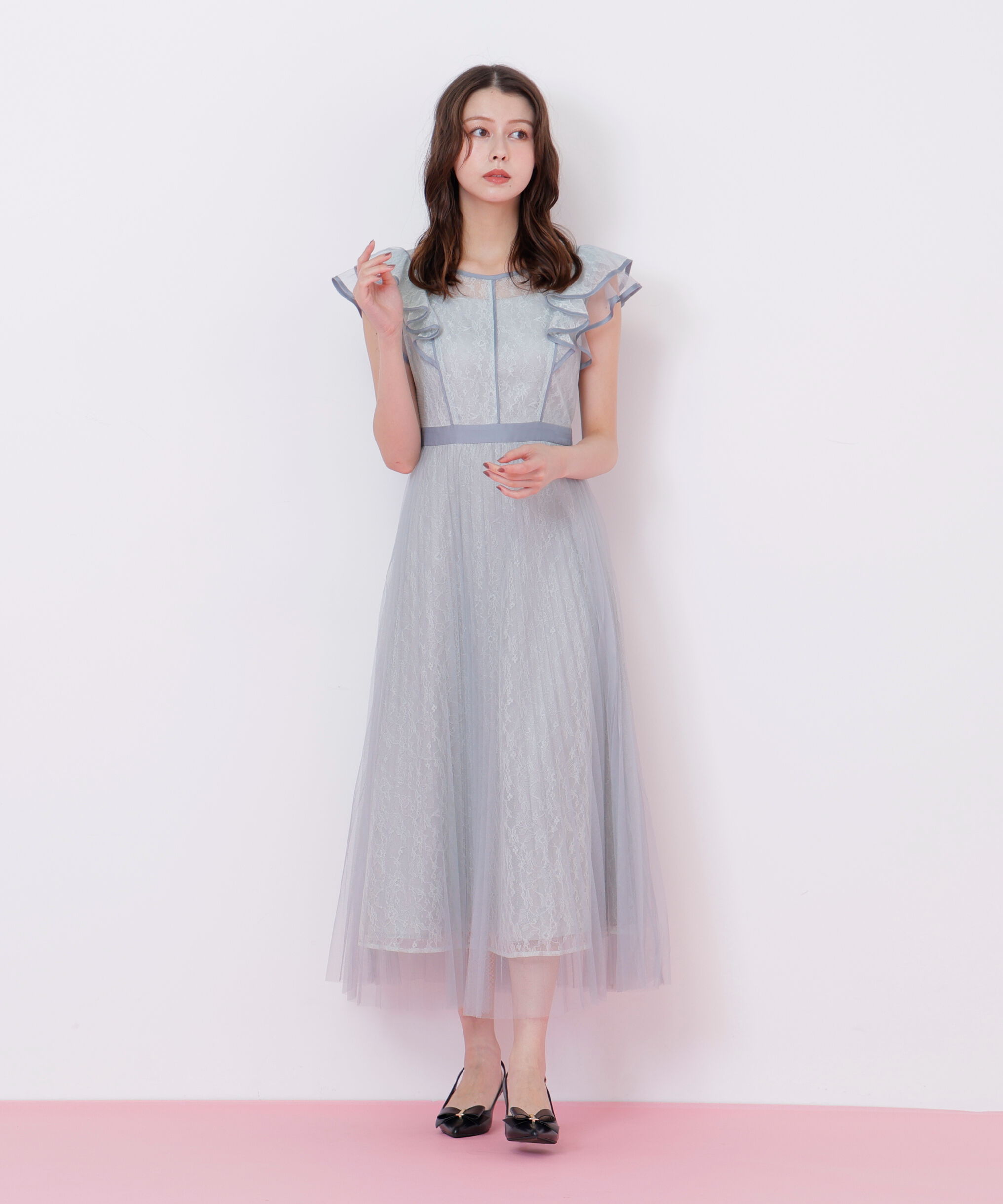  「配色パイピングレースワンピース」|ワンピース|