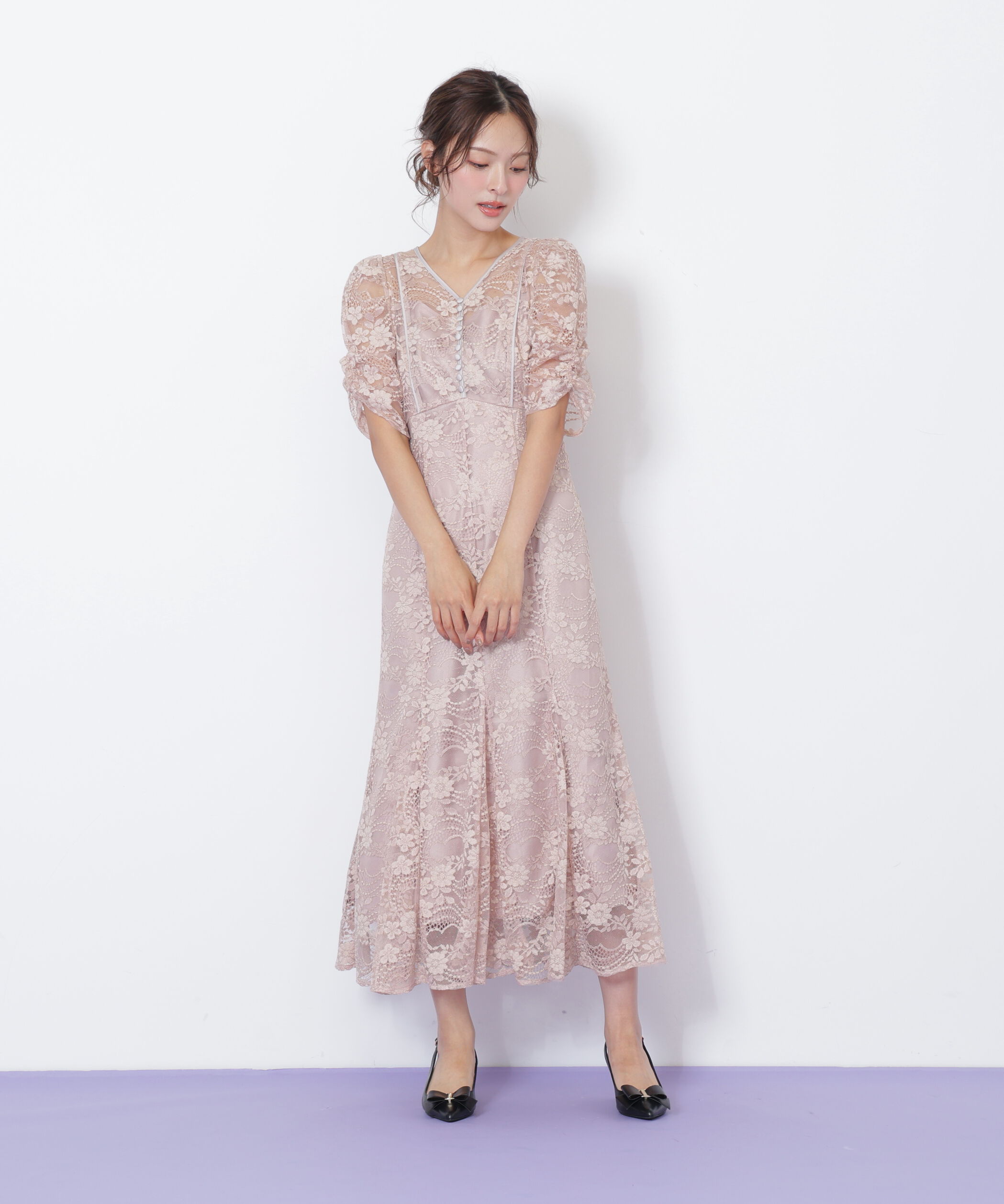  「ラメコードレースバイカラードレス」|ワンピース|