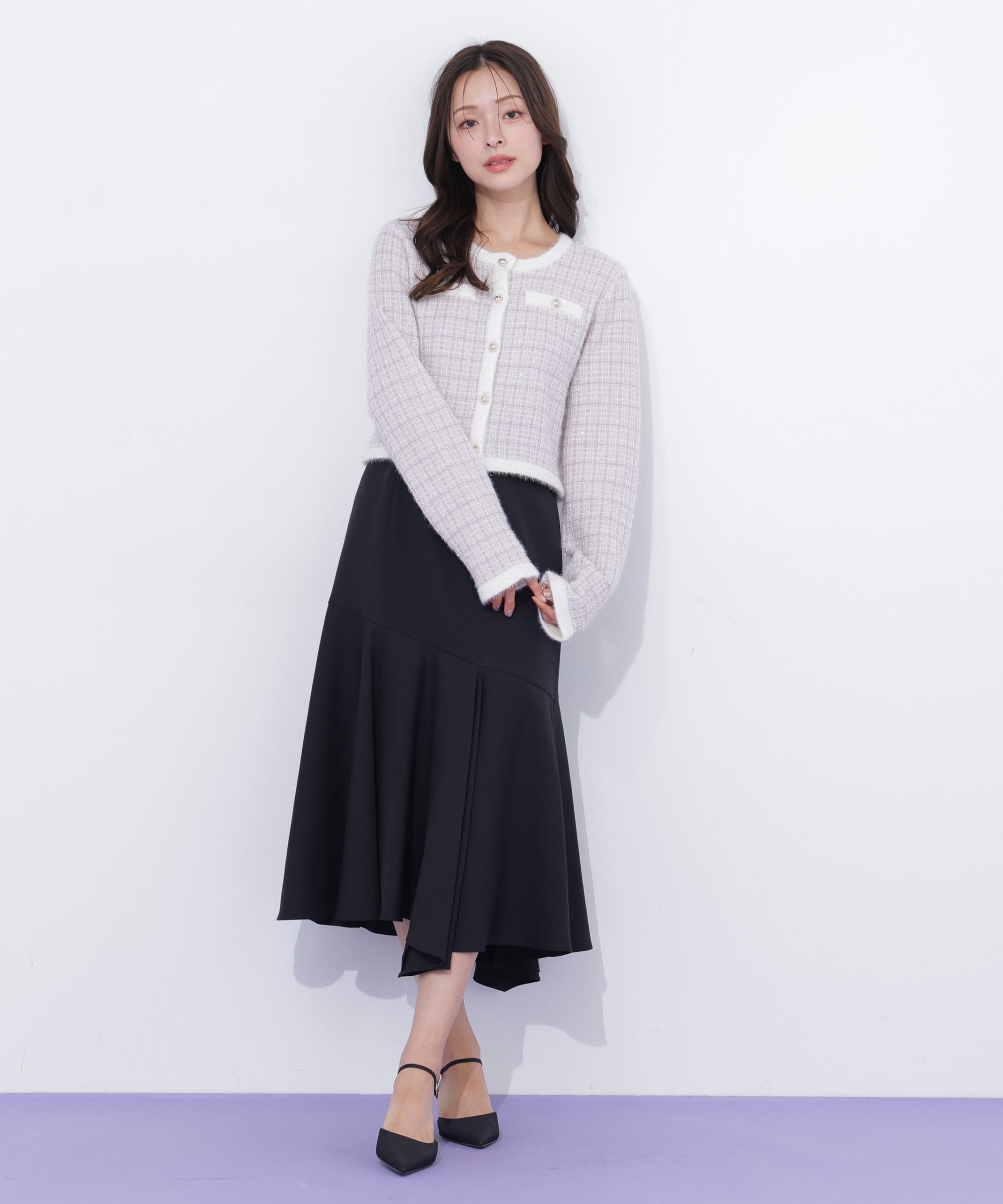  「ラメツィードニットジャケット」|ニット・セーター|