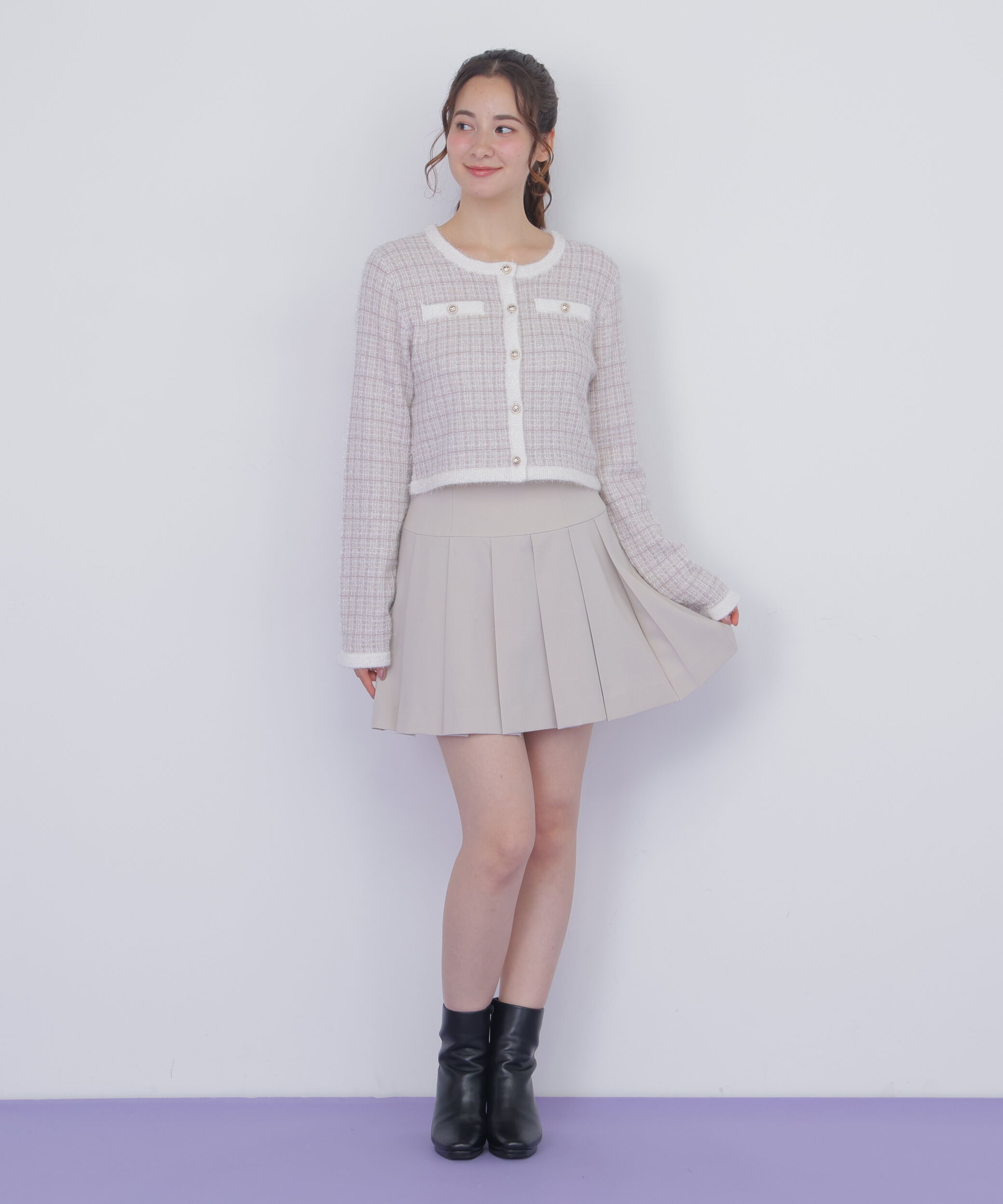  「ラメツィードニットジャケット」|ニット・セーター|