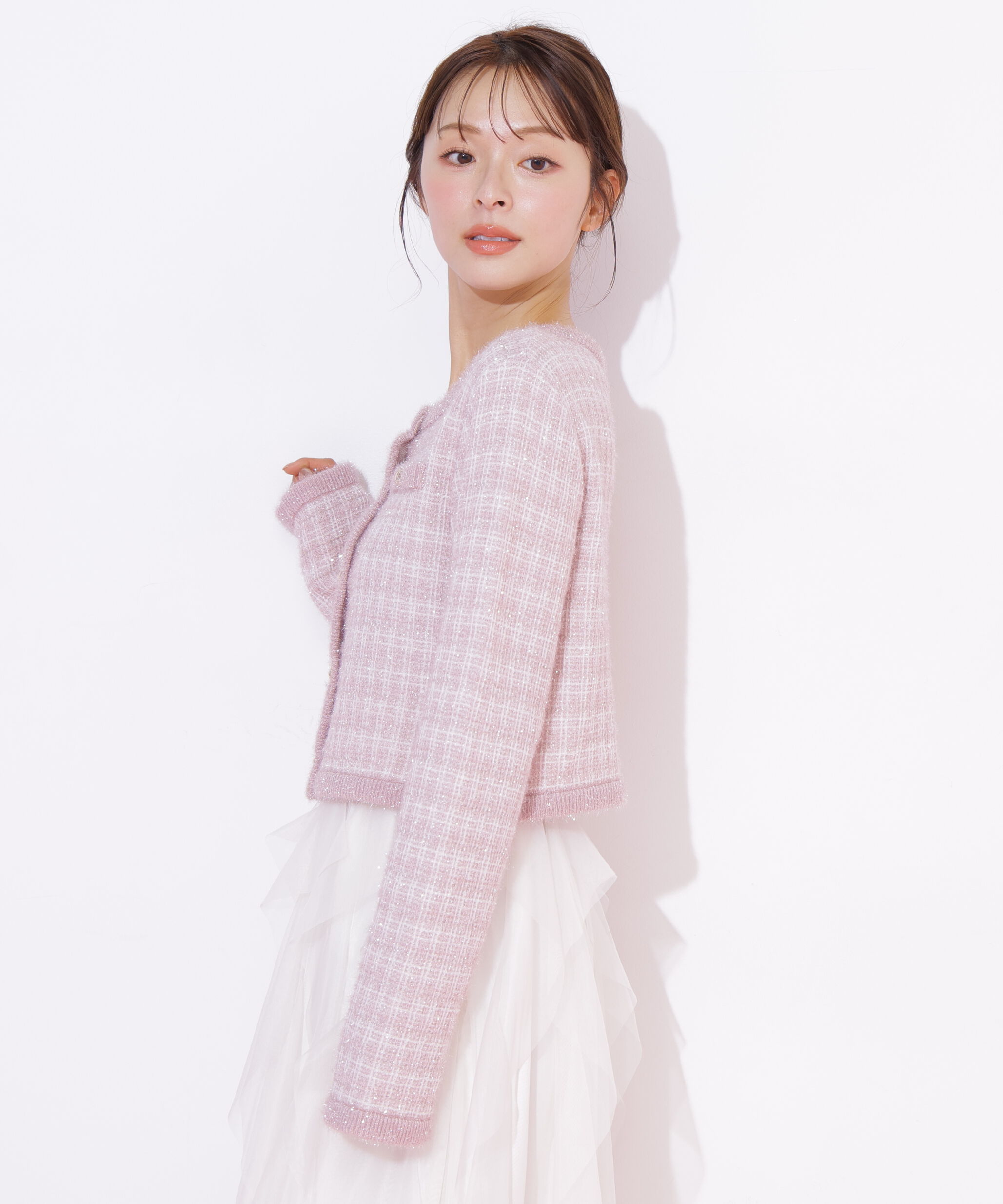  「ラメツィードニットジャケット」|ニット・セーター|