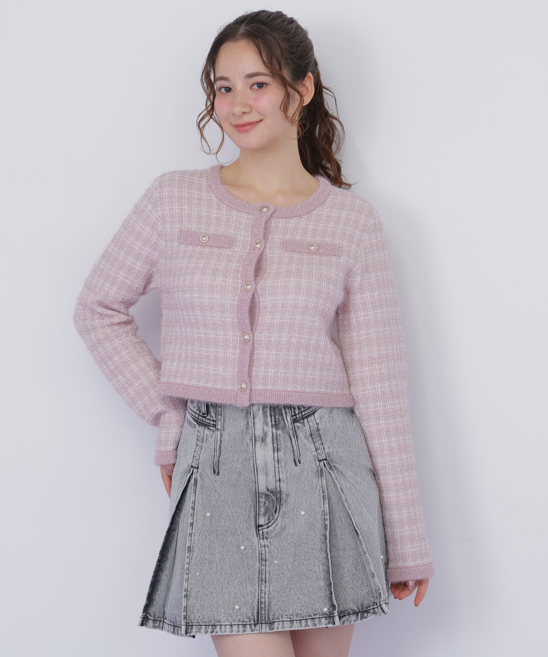  「ラメツィードニットジャケット」|ニット・セーター|