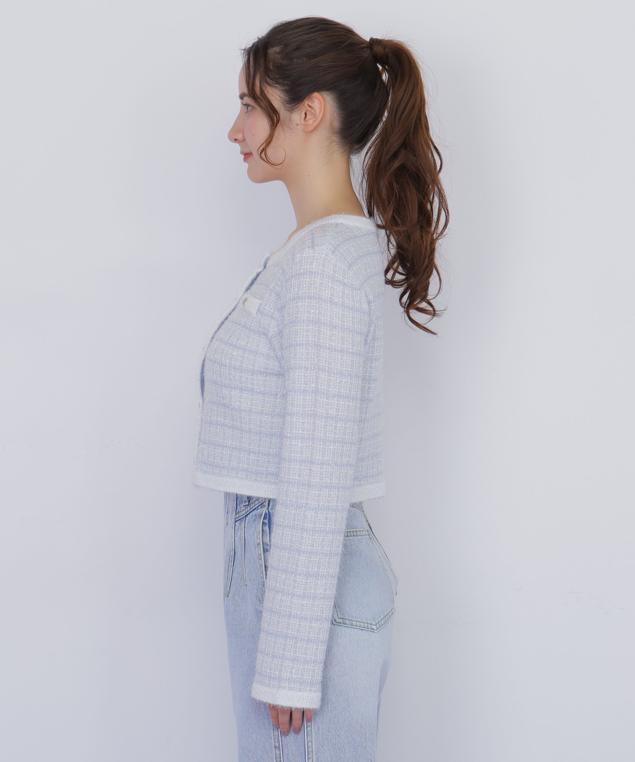  「ラメツィードニットジャケット」|ニット・セーター|