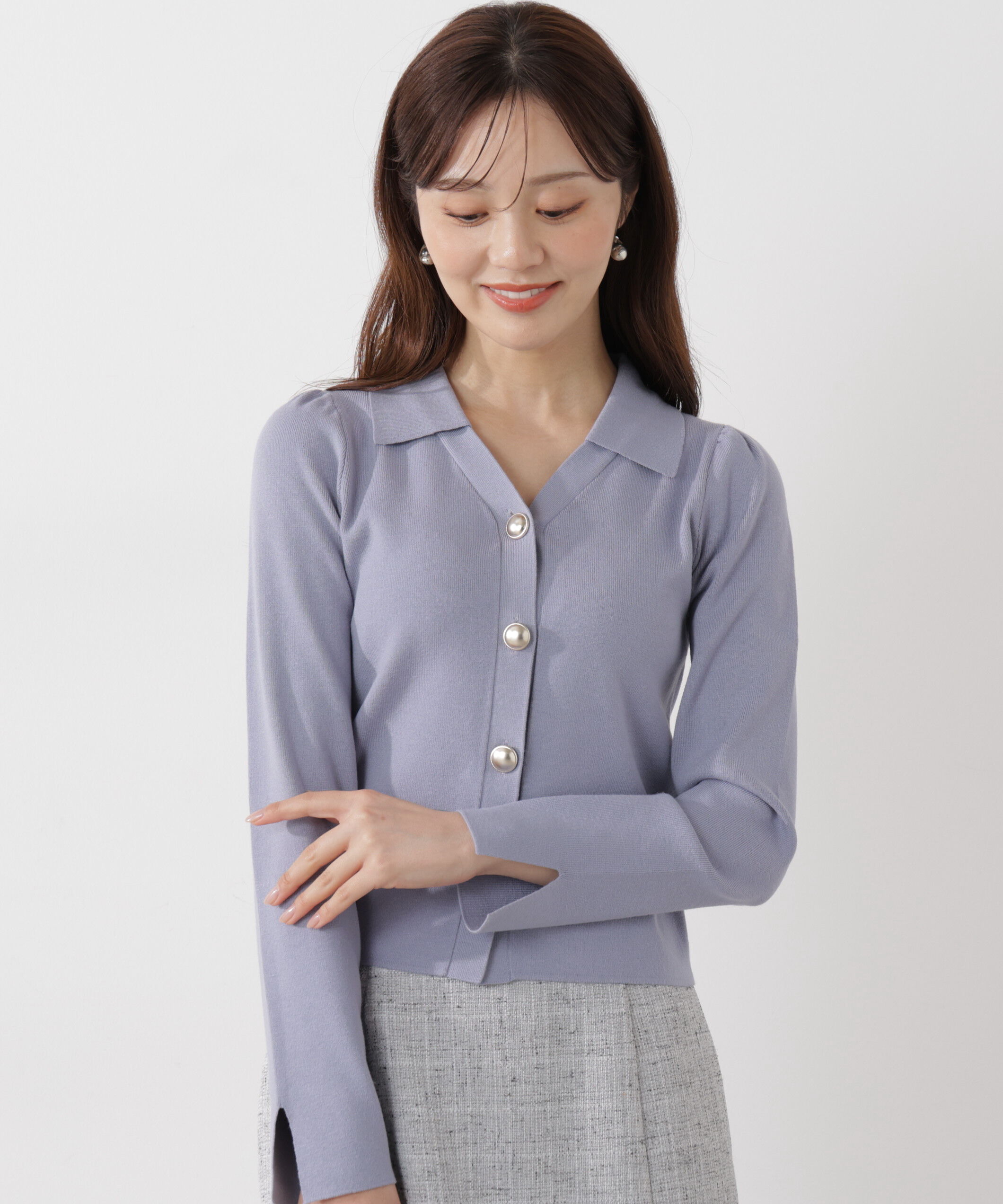 PROPORTION BODY DRESSING「＜ウォッシャブル/UV＞衿付き総針ニット」|ニット・セーター|