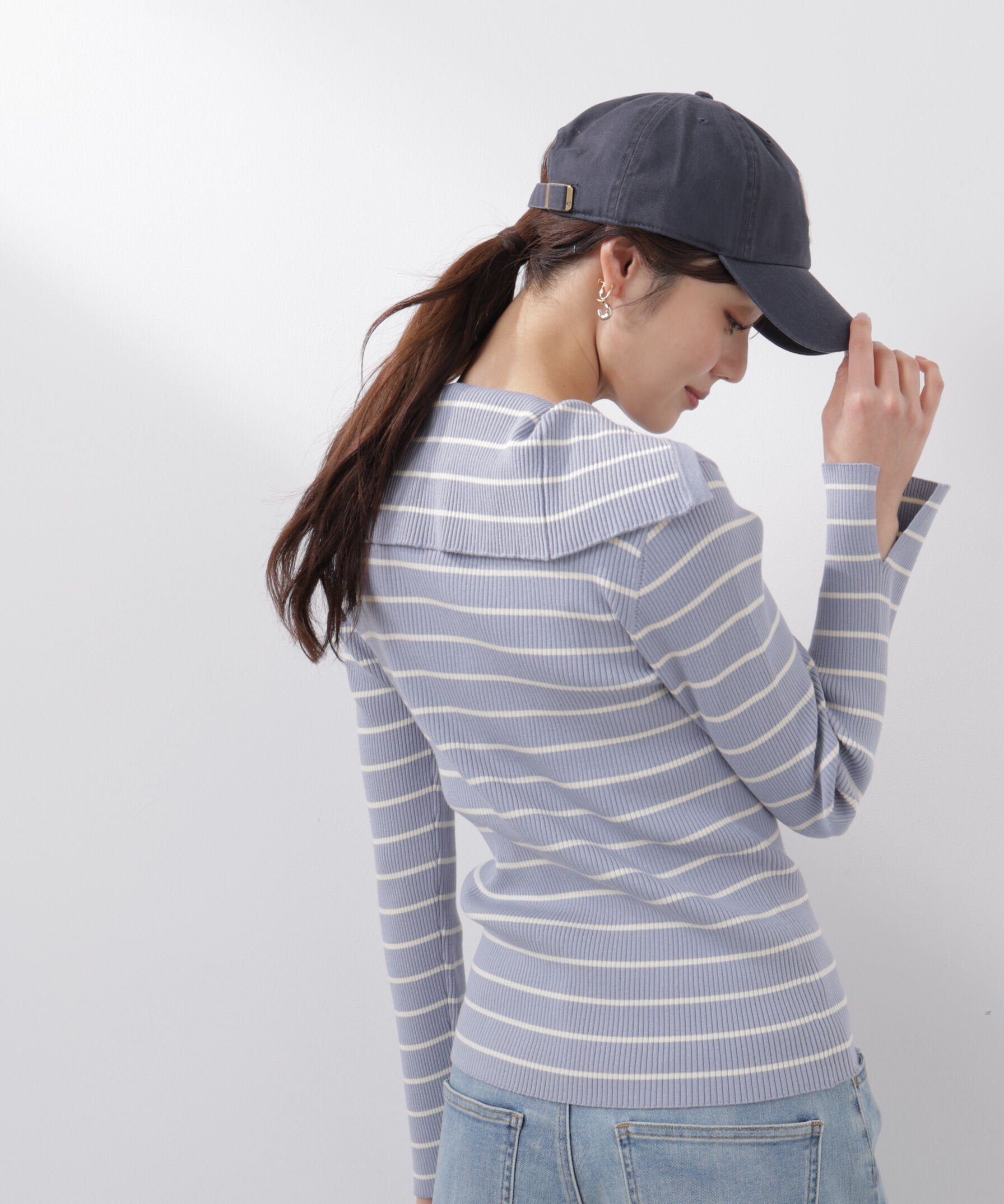 PROPORTION BODY DRESSING「〈a/mie〉ビッグカラーリブニット　　26SS」|カーディガン|