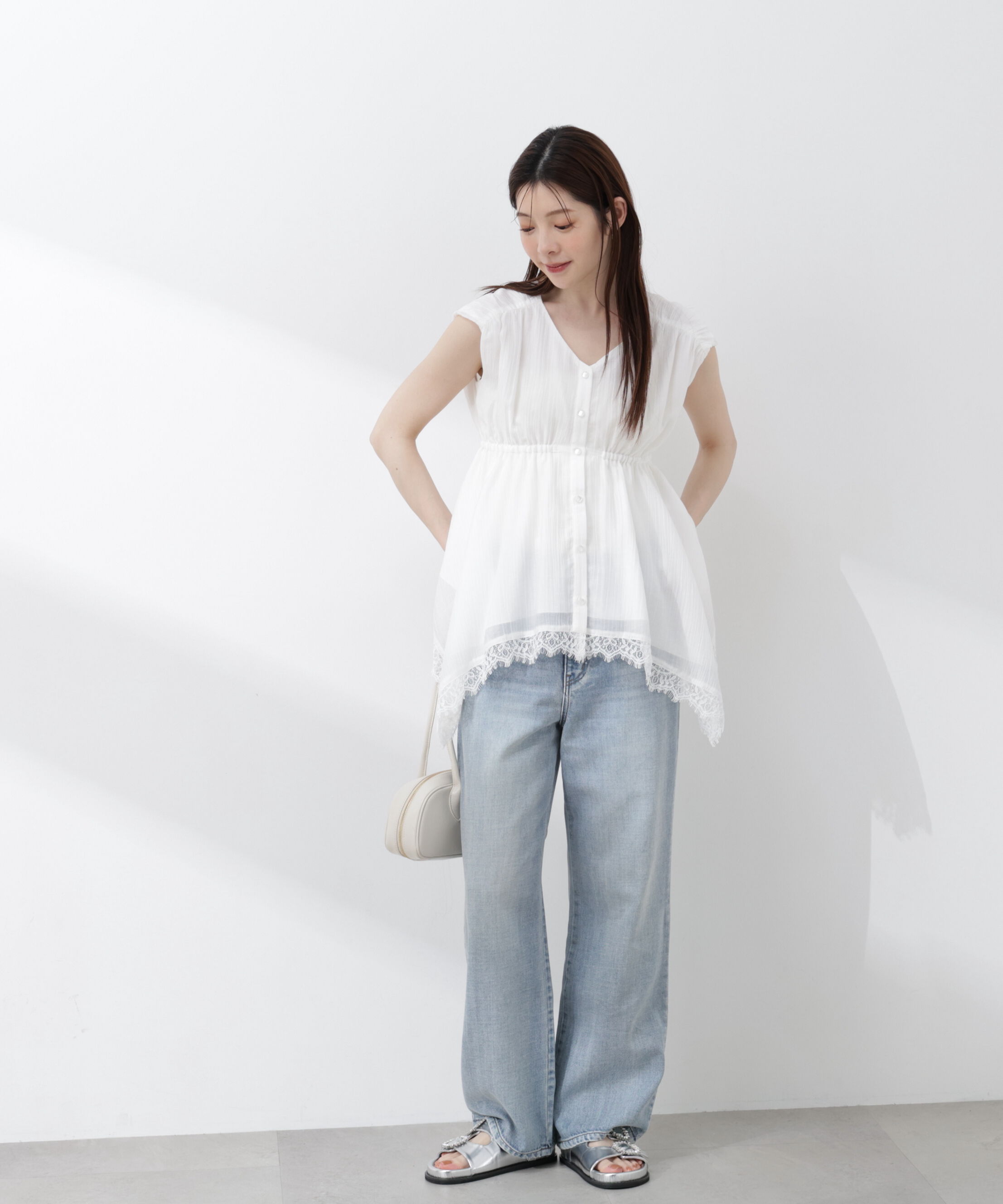 PROPORTION BODY DRESSING「レーストリミングヘムブラウス 26SS」|シャツ・ブラウス|