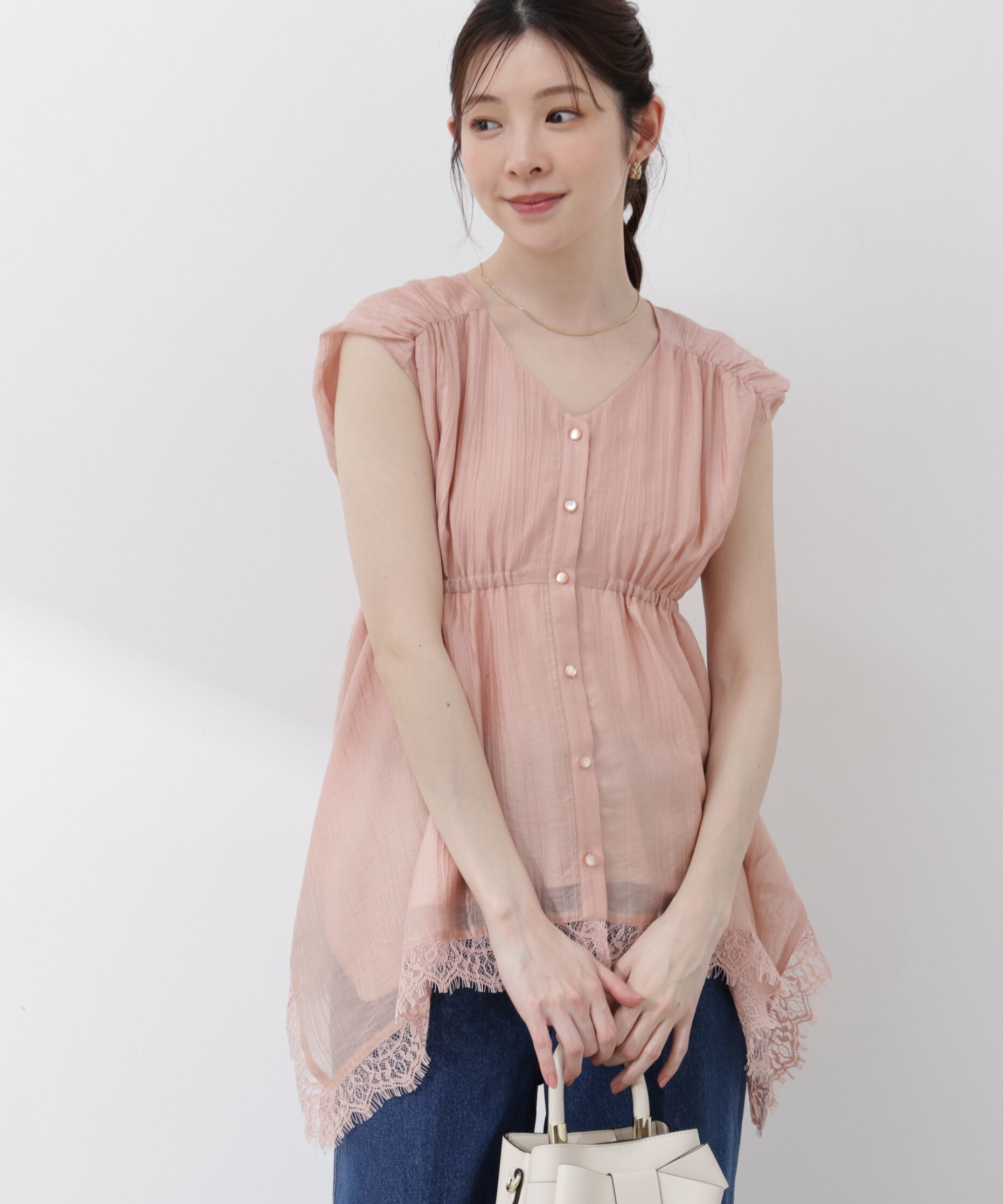 PROPORTION BODY DRESSING「レーストリミングヘムブラウス 26SS」|シャツ・ブラウス|