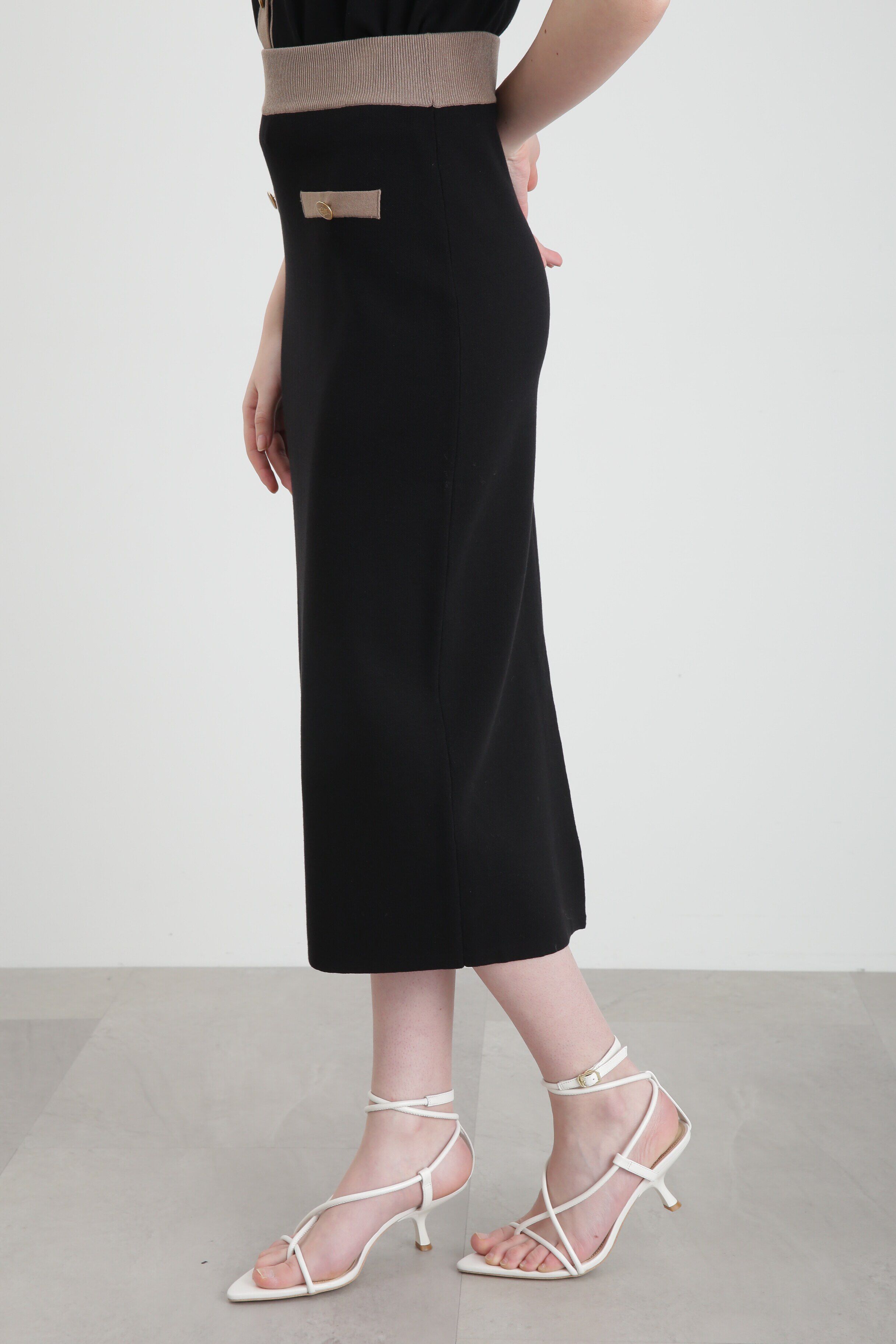  「◆バイカラーニットアップタイトスカート」|スカート|