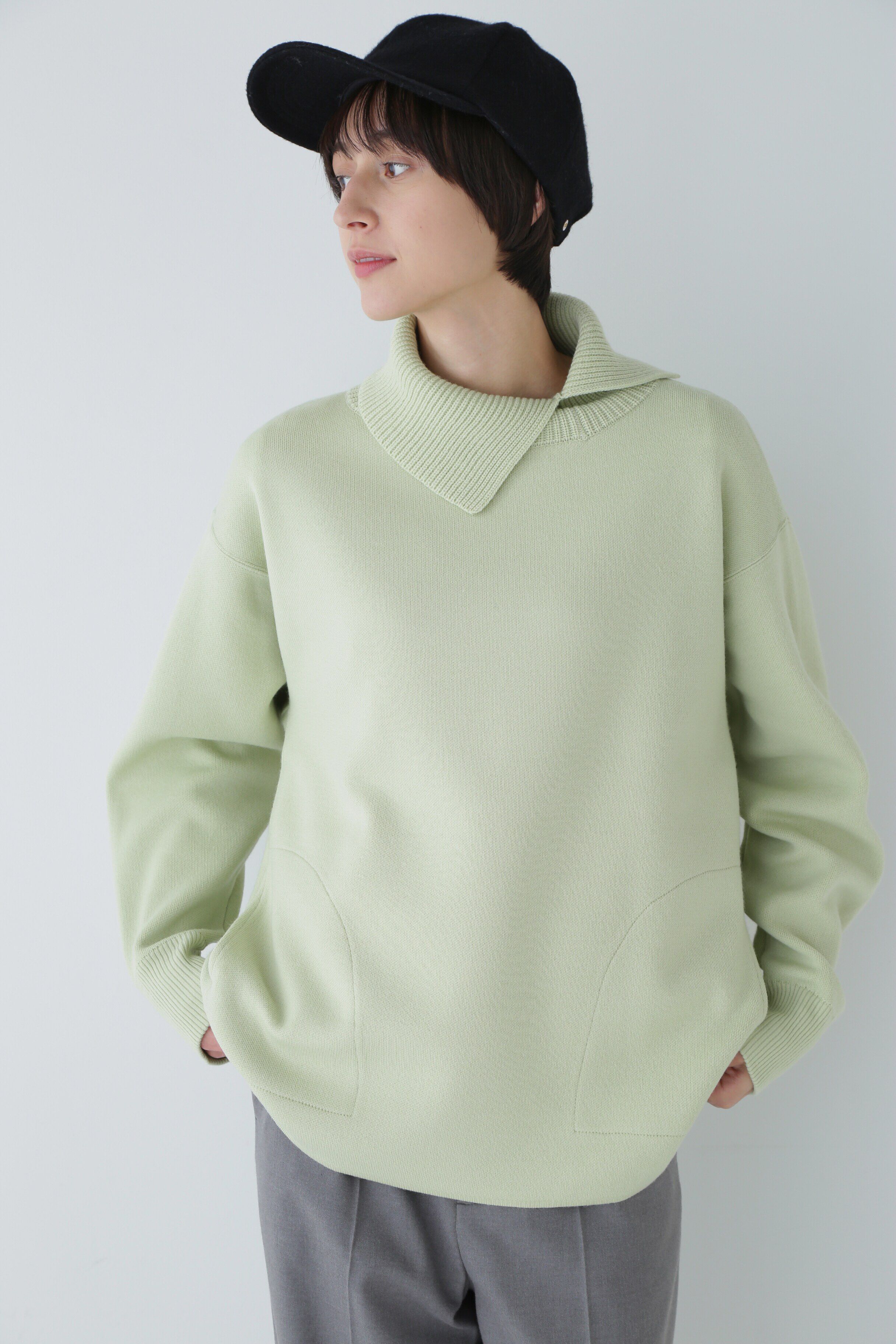  「◆ダブルジャカードニットトップス」|ニット・セーター|ライトグリー