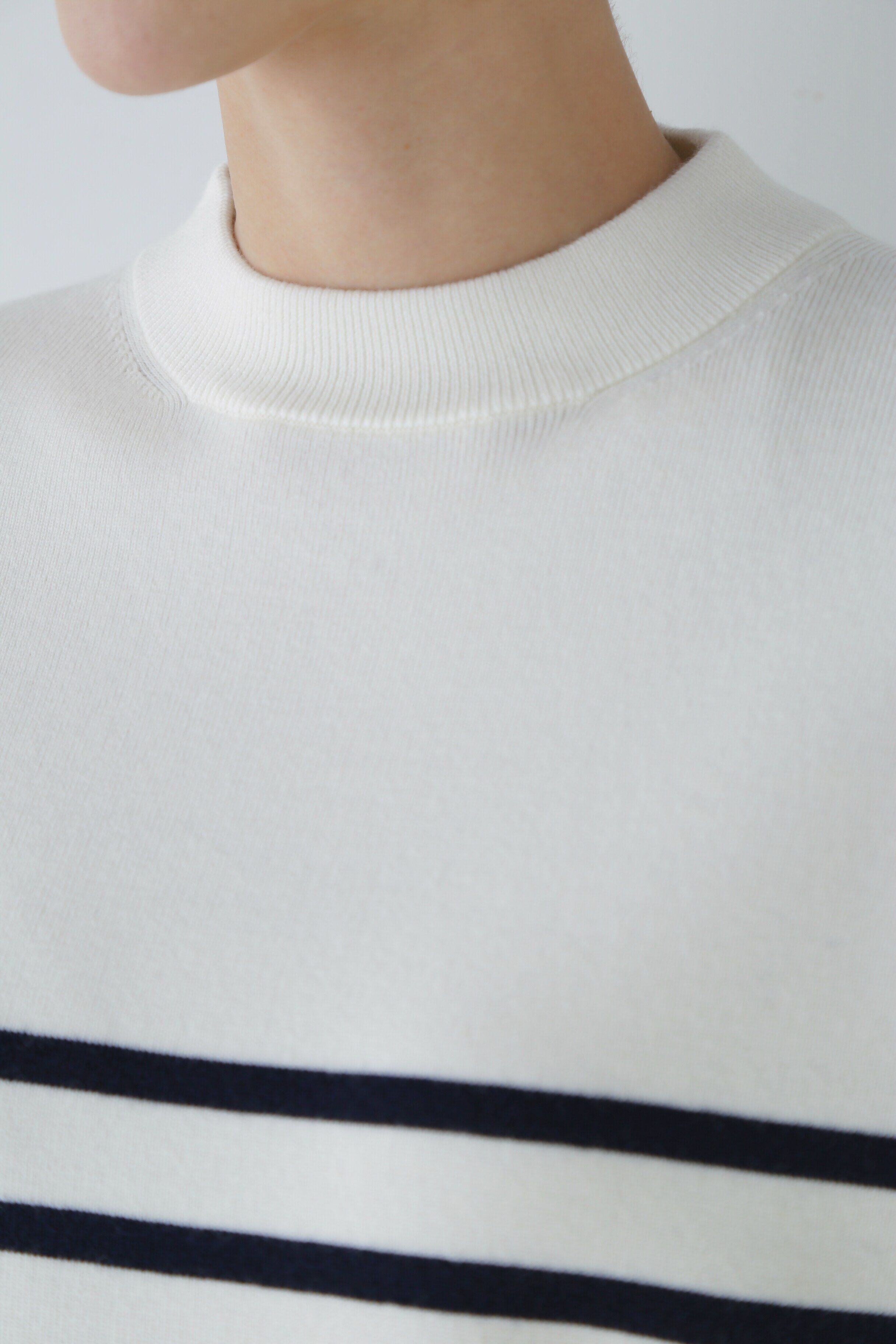  「◆袖ボタン付きボーダーニット」|ニット・セーター|