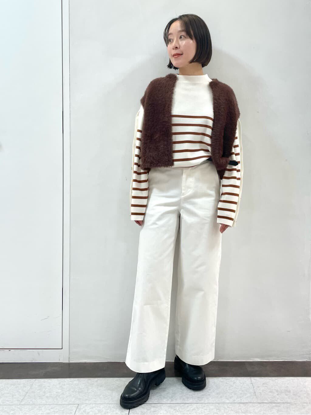  「◆袖ボタン付きボーダーニット」|ニット・セーター|