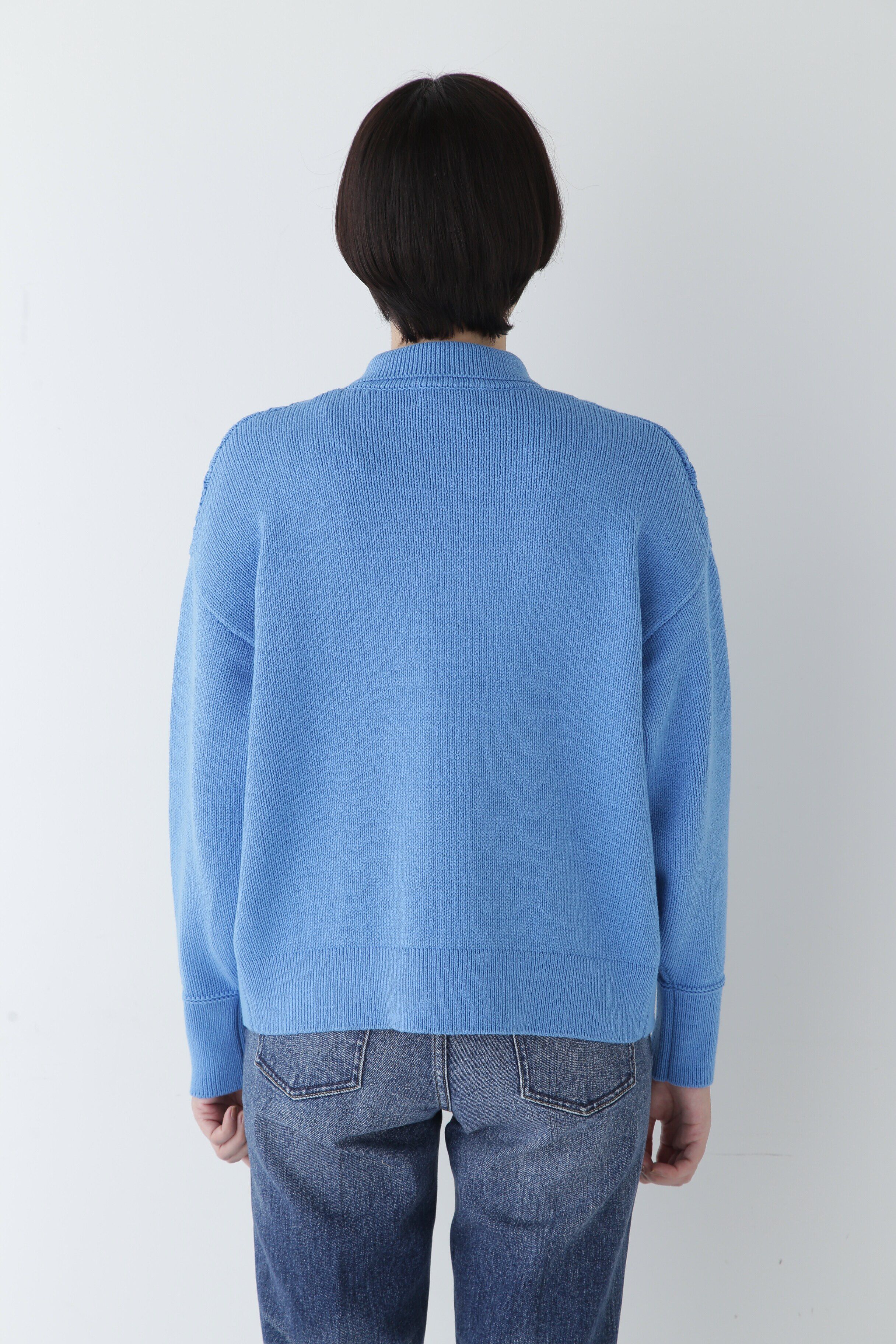  「◆【ウォッシャブル】バルキーコットン混リンクス柄ポロプルオーバー」|ニット・セーター|