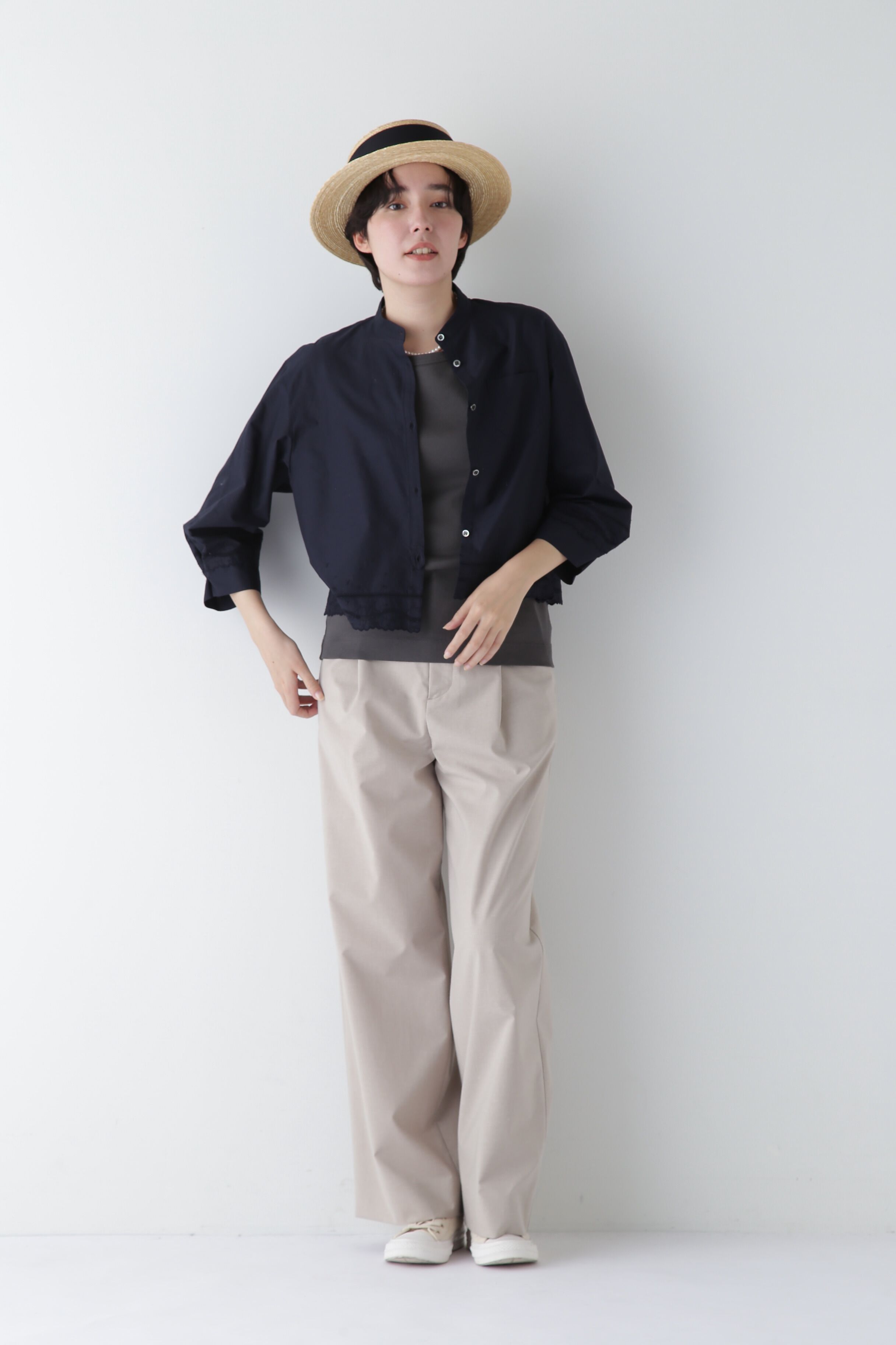  「◆Ｐレーヨン麻ポプリンマーベルトセミワイドパンツ」|その他|