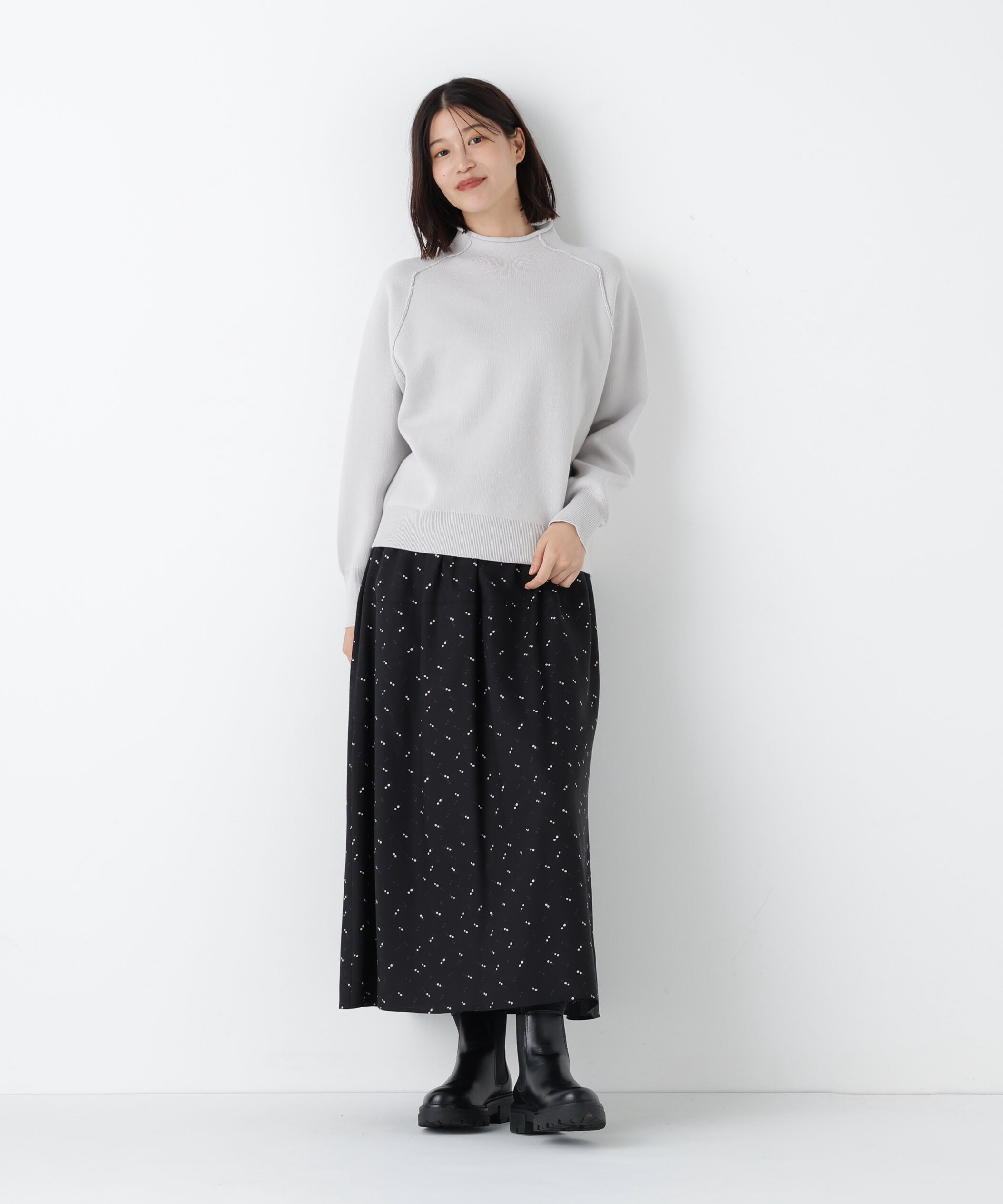  「◆《ウォッシャブル》変形ドットタックギャザースカート」|スカート|