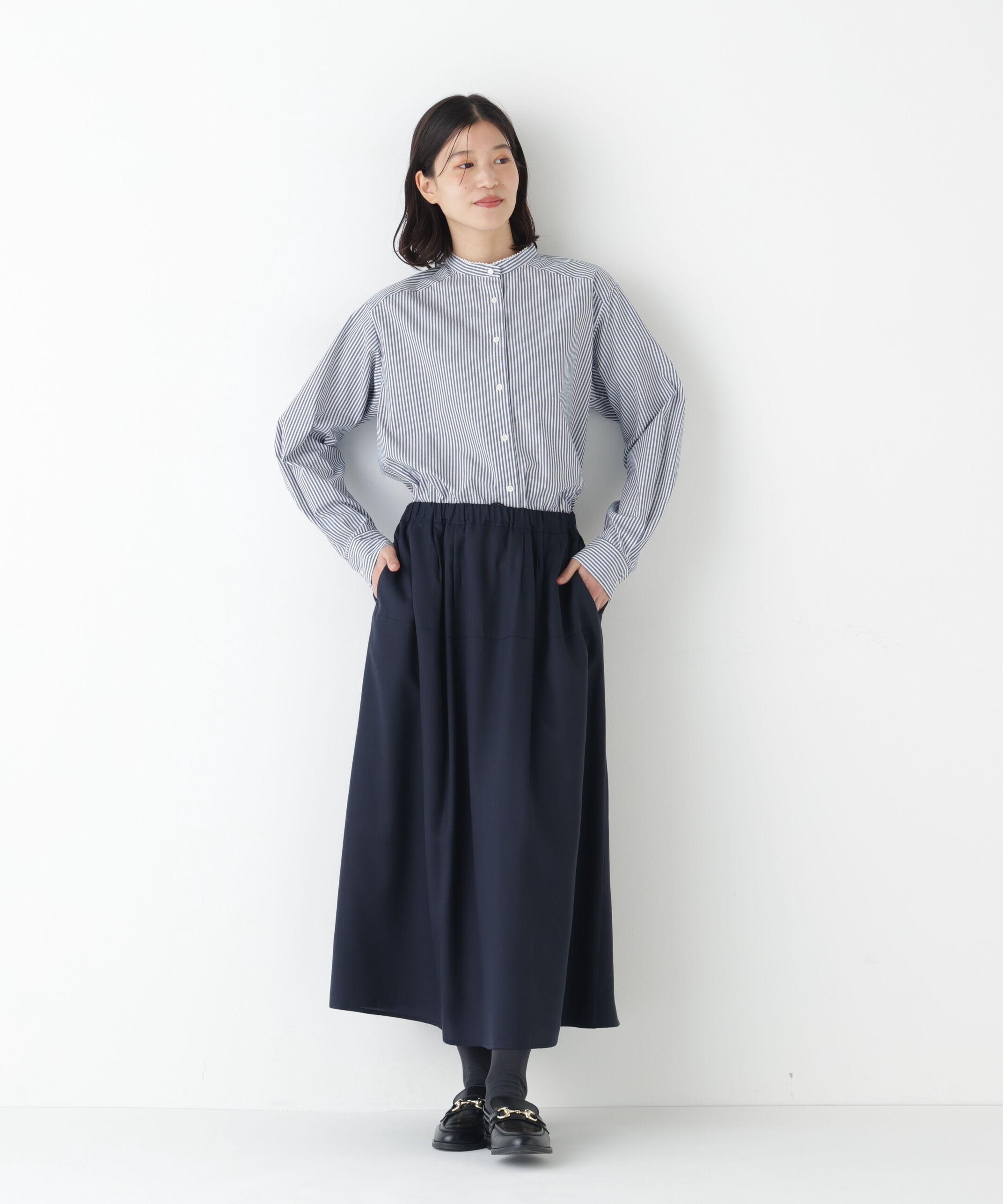  「◆《ウォッシャブル》変形ドットタックギャザースカート」|スカート|