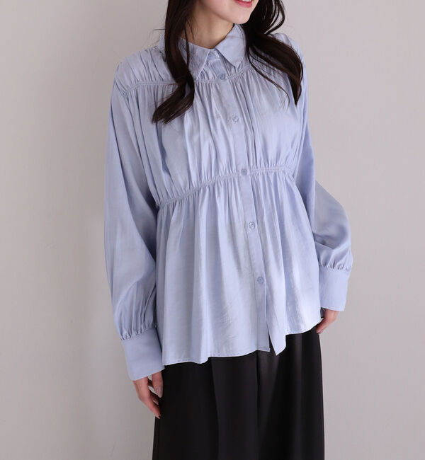 archives「【ＯＮかわ】シャーリングギャザーシャツ」|シャツ・ブラウス|BLUE