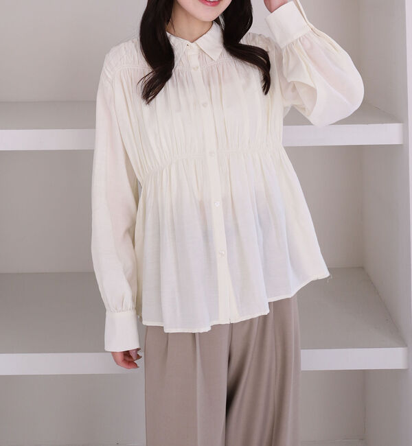 archives「【ＯＮかわ】シャーリングギャザーシャツ」|シャツ・ブラウス|IVORY