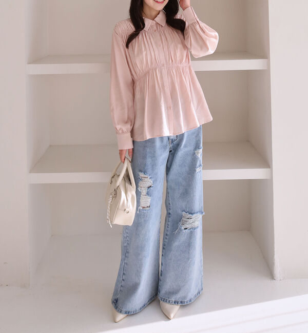 archives「【ＯＮかわ】シャーリングギャザーシャツ」|シャツ・ブラウス|