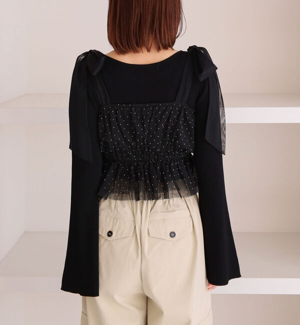 archives「ラインストーンチュールビスチェ&times;リブニットＳＥＴ」|カーディガン|