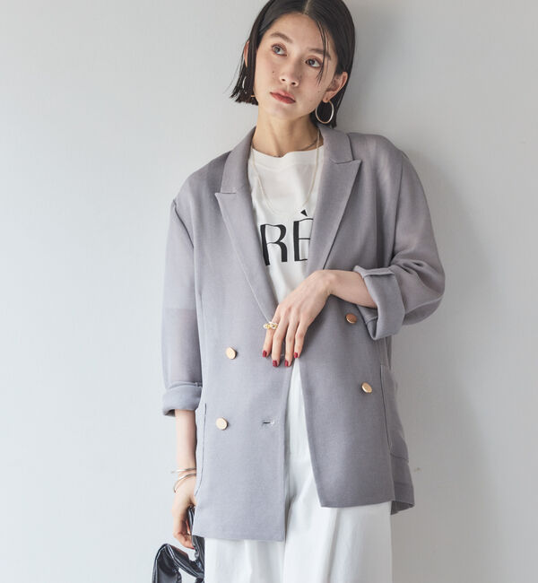 Doux archives「【ロングシーズンHIT ITEM】メッシュテーラードダブルジャケット」|テーラードジャケット|