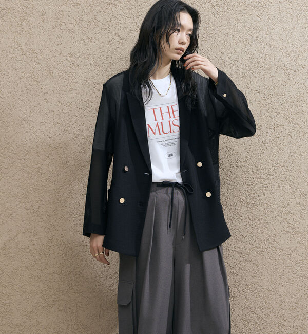 Doux archives「【ロングシーズンHIT ITEM】メッシュテーラードダブルジャケット」|テーラードジャケット|
