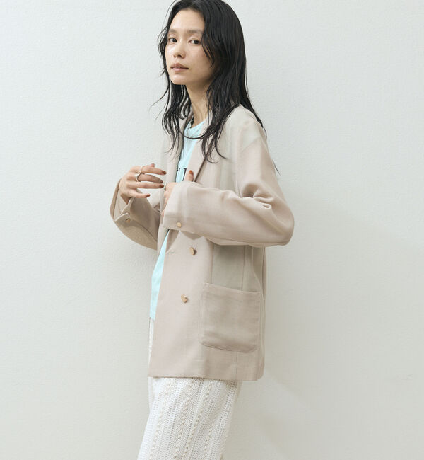 Doux archives「【ロングシーズンHIT ITEM】メッシュテーラードダブルジャケット」|テーラードジャケット|