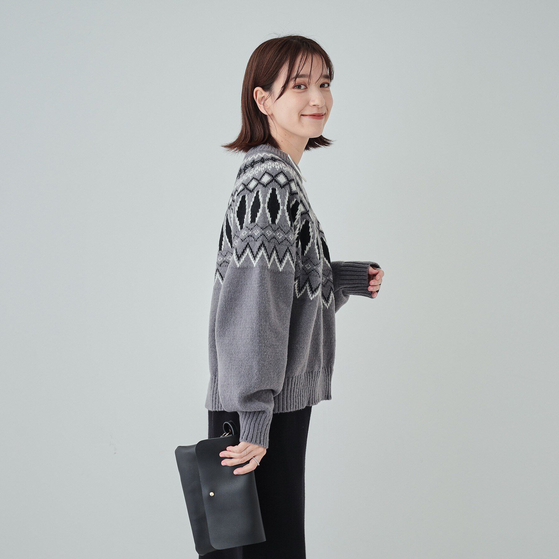 SHOO･LA･RUE「【S-LL】ゆるっと大人レトロなノスタルジック求心柄ニット」|ニット・セーター|