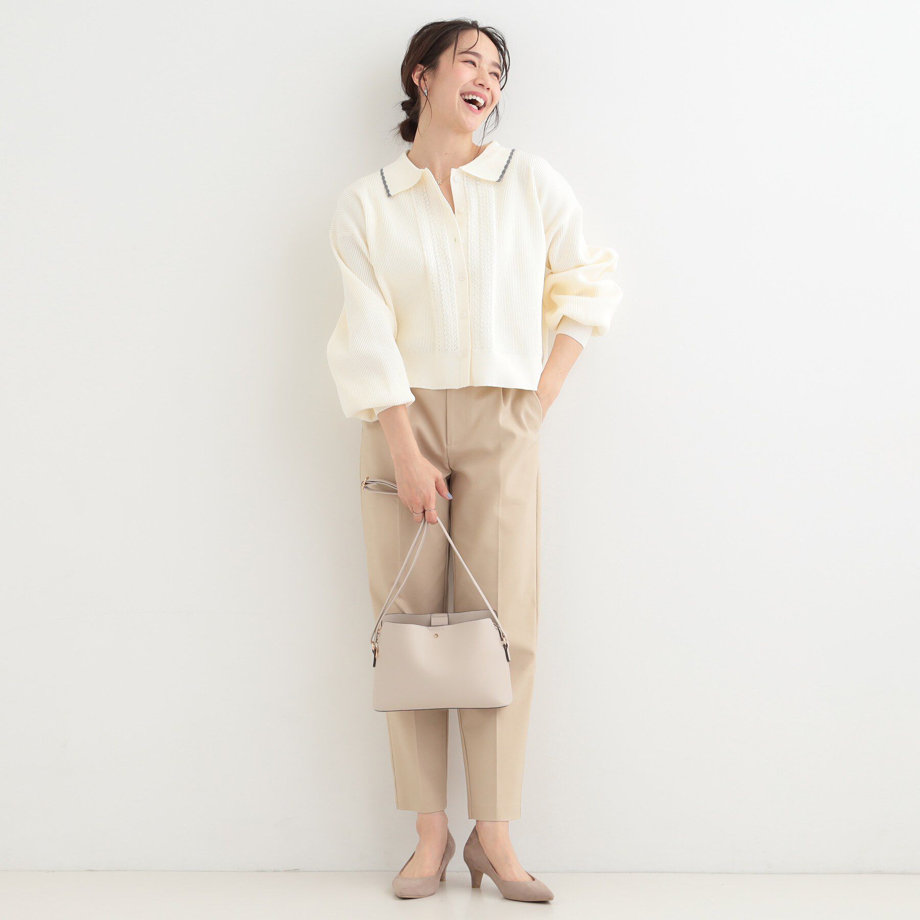 SHOO･LA･RUE「襟付きレース風カーディガン」|カーディガン|