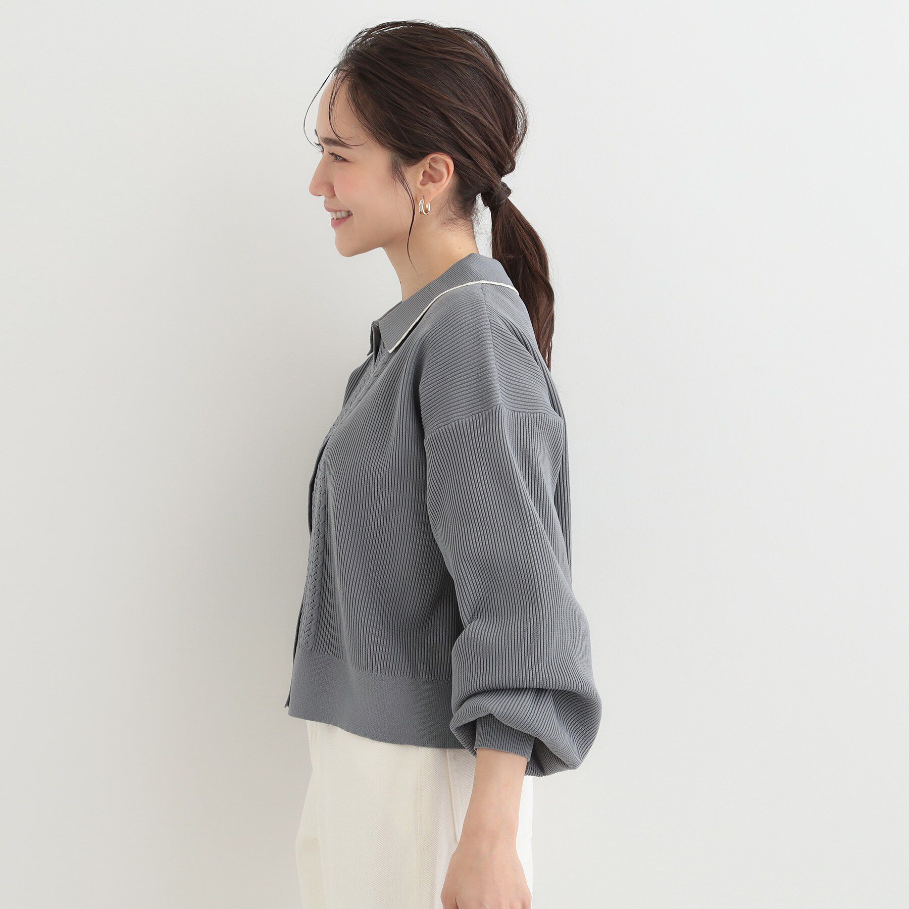 SHOO･LA･RUE「襟付きレース風カーディガン」|カーディガン|