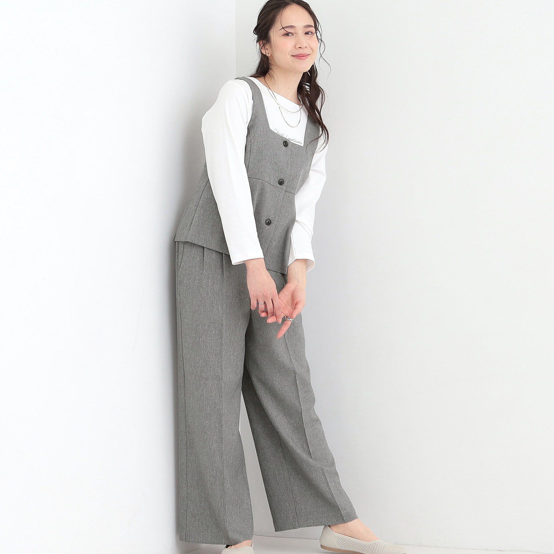 SHOO･LA･RUE「【2点セット/S-LL】着回し力も抜群 着るだけで決まる大人上品セットアップ」|スーツ|ブラック(019)