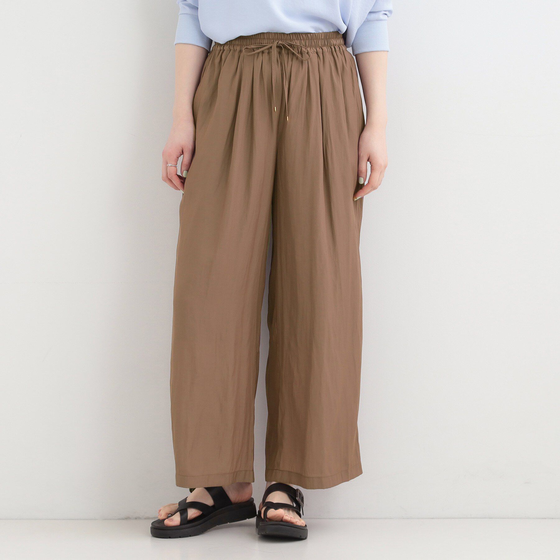 SHOO･LA･RUE「【選べる4柄/洗濯機可】さらっとしなやか　サテンワイドパンツ」|その他|