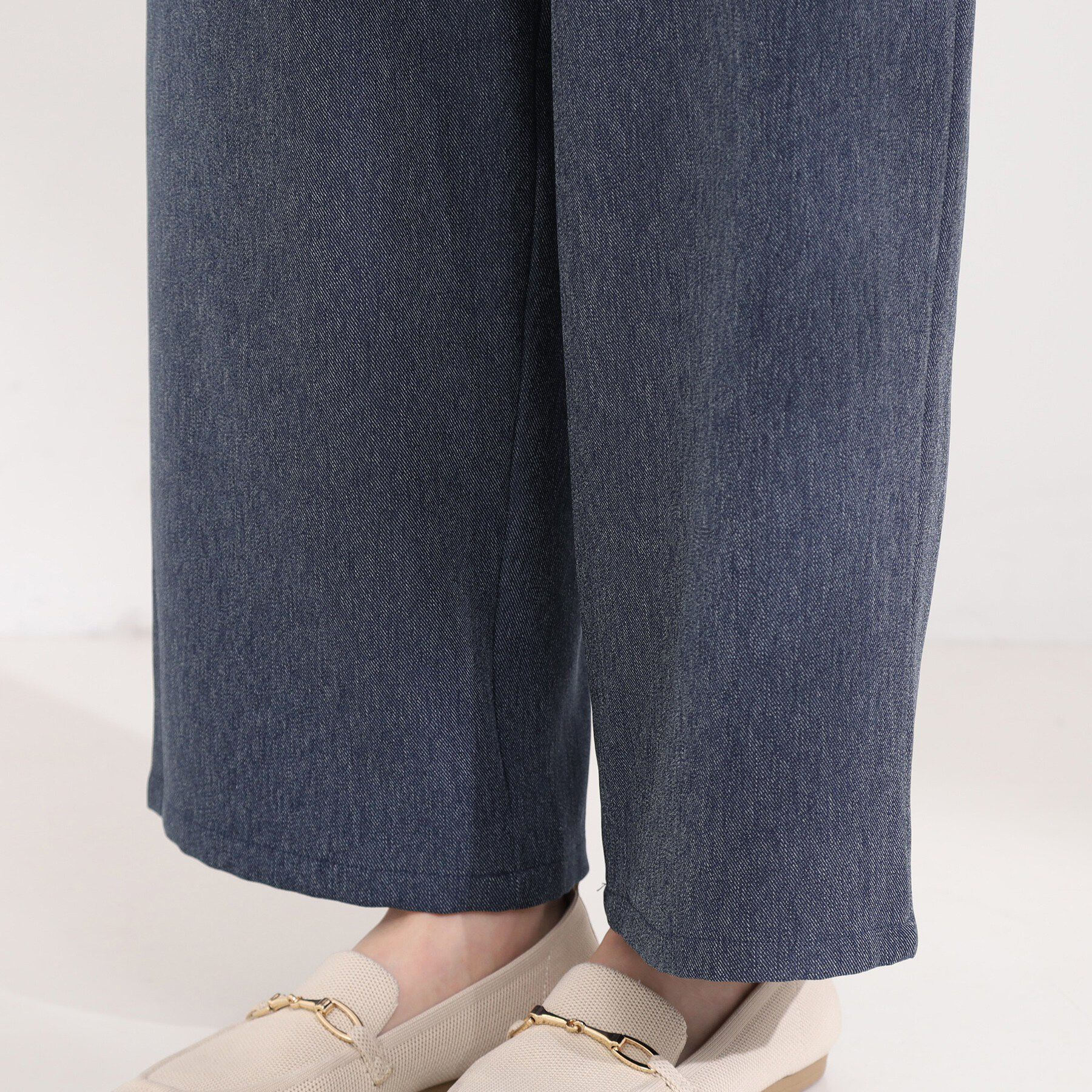 SHOO･LA･RUE「【S-LL】はくだけすっきりシルエット サイドボタン付き デニム風ワイドパンツ」|その他|