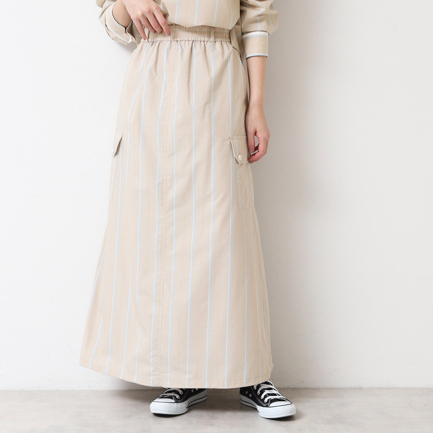 Dessin「【洗える・ウエストゴム】スピンドル付ストライプスカート（S～L）」|スカート|グレージュ(350)