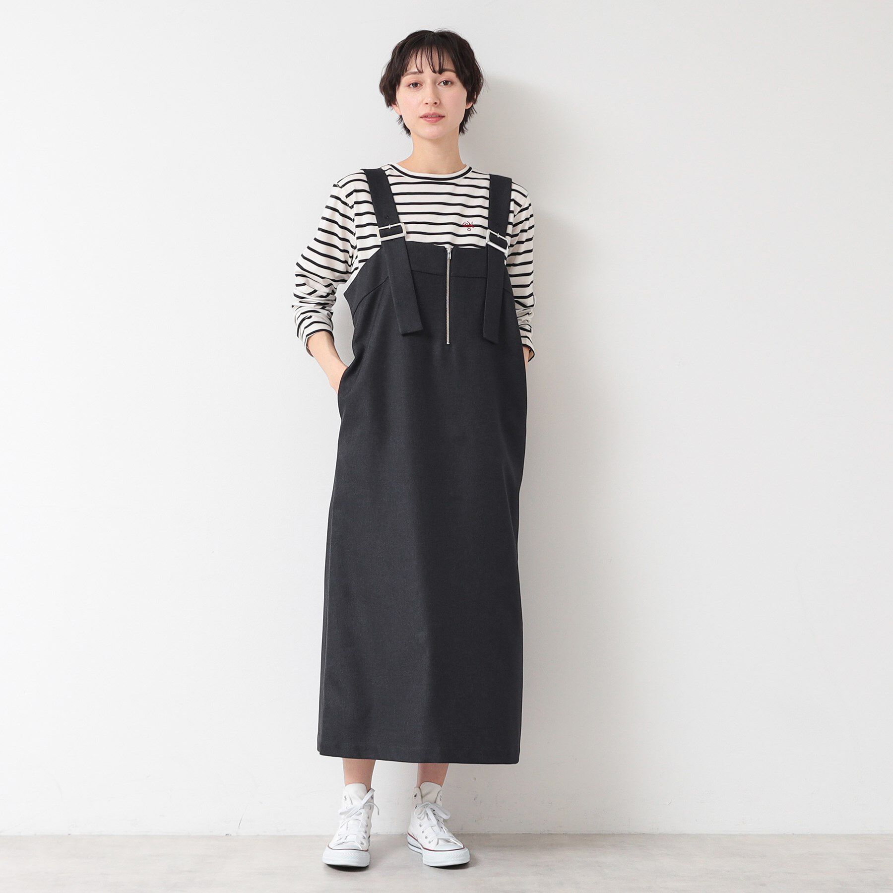 Dessin「【洗える】フロントジップジャンパースカート」|ワンピース|