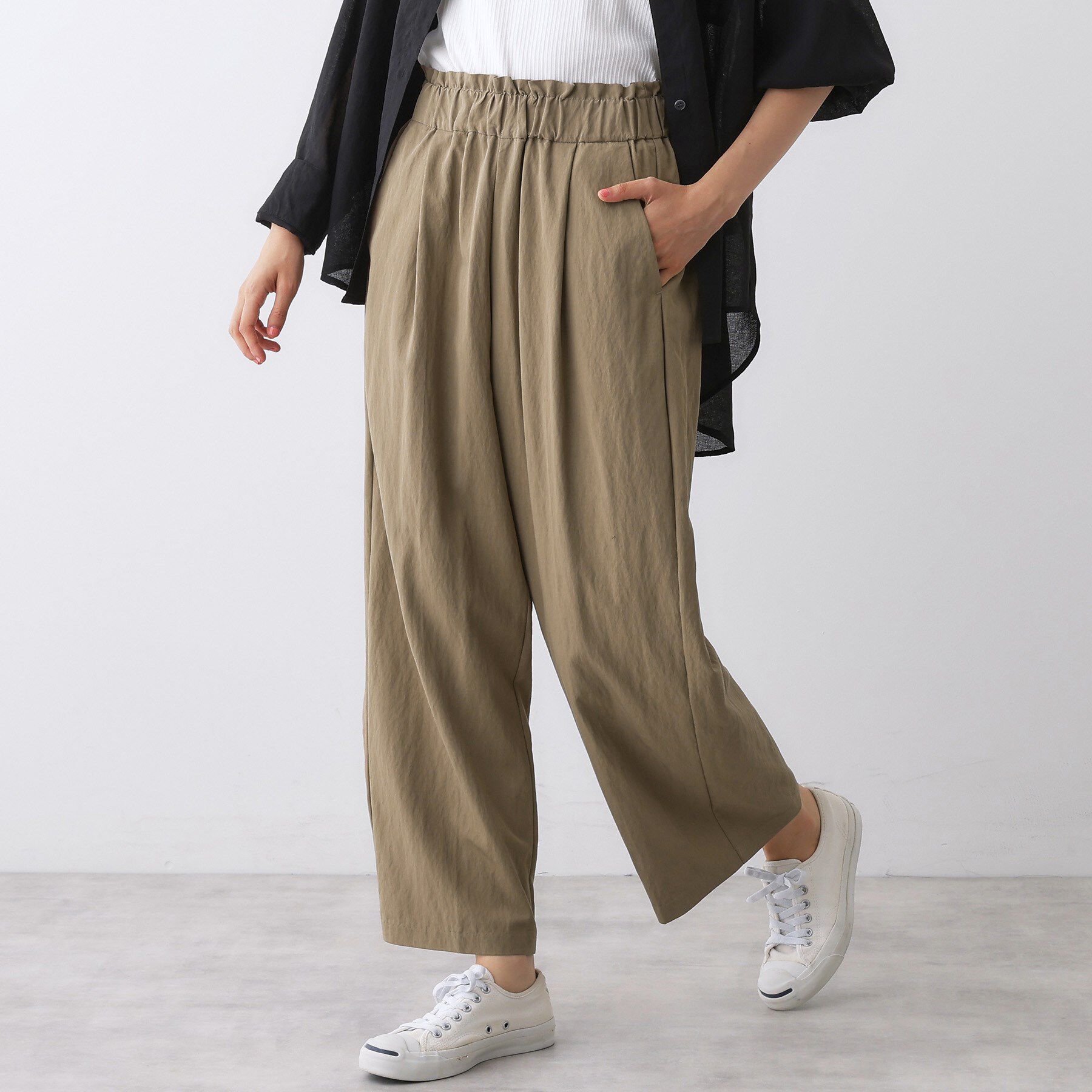 Dessin「【ウエストゴム/洗える】リラクシーナイロンパンツ」|その他|モカブラウン(042