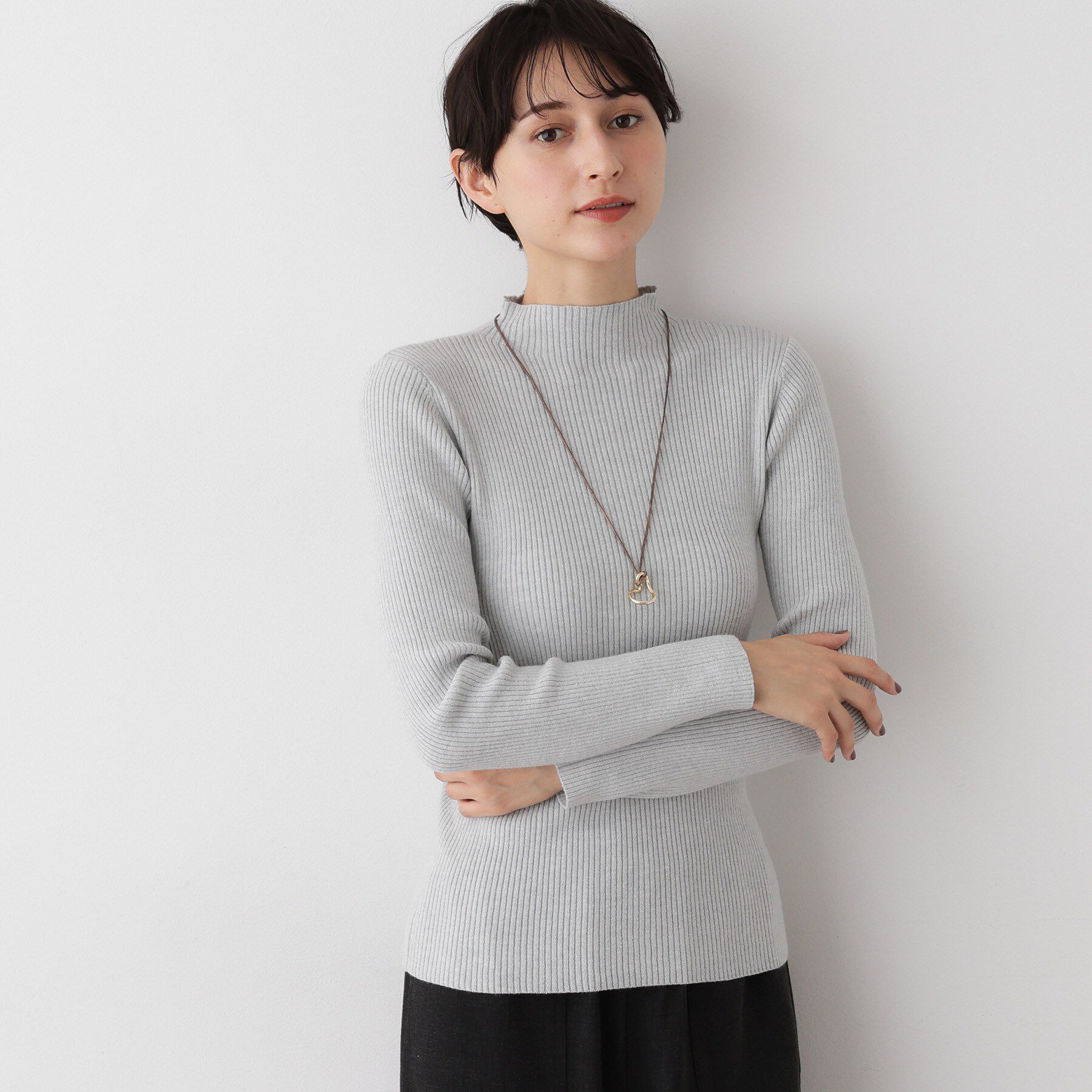Dessin「【洗える】リブタートルネックニット」|ニット・セーター|ライトグレー(011
