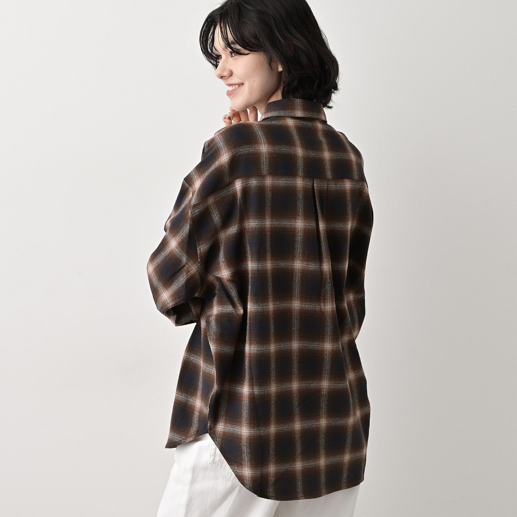 Dessin「【洗える】起毛オンブレーチェック柄シャツ」|シャツ・ブラウス|