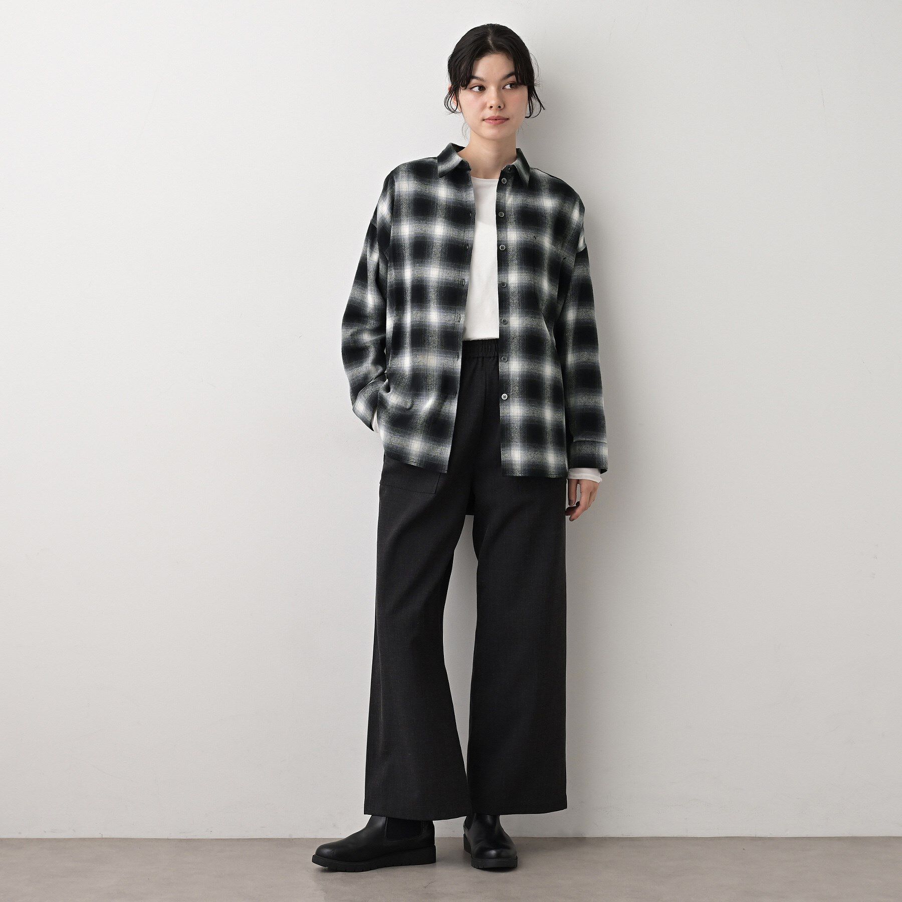 Dessin「【洗える】起毛オンブレーチェック柄シャツ」|シャツ・ブラウス|