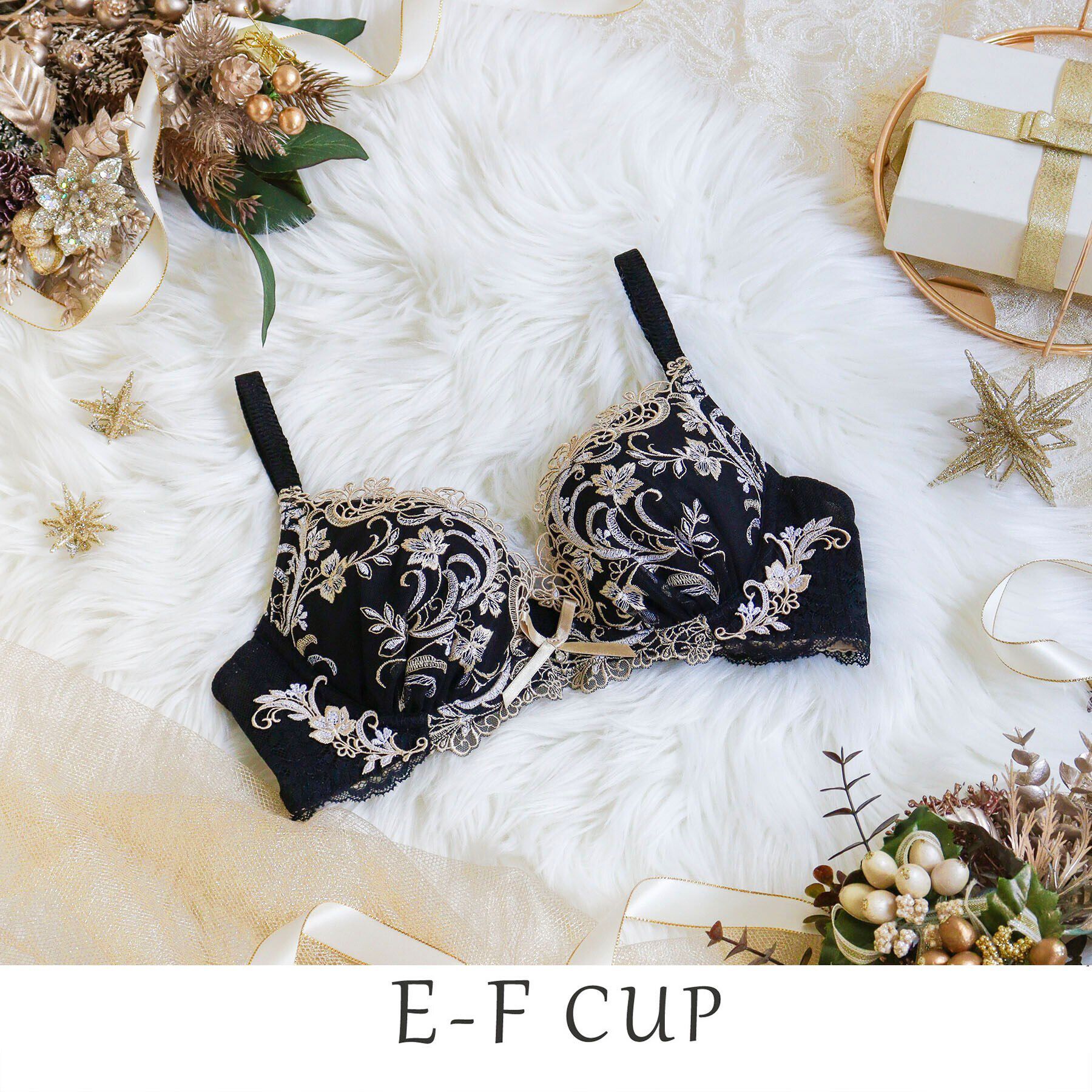 Risa Magli「アンシェラ ブラジャー（E-F）＜V Make Type＞」|インナー|ブラック(019)