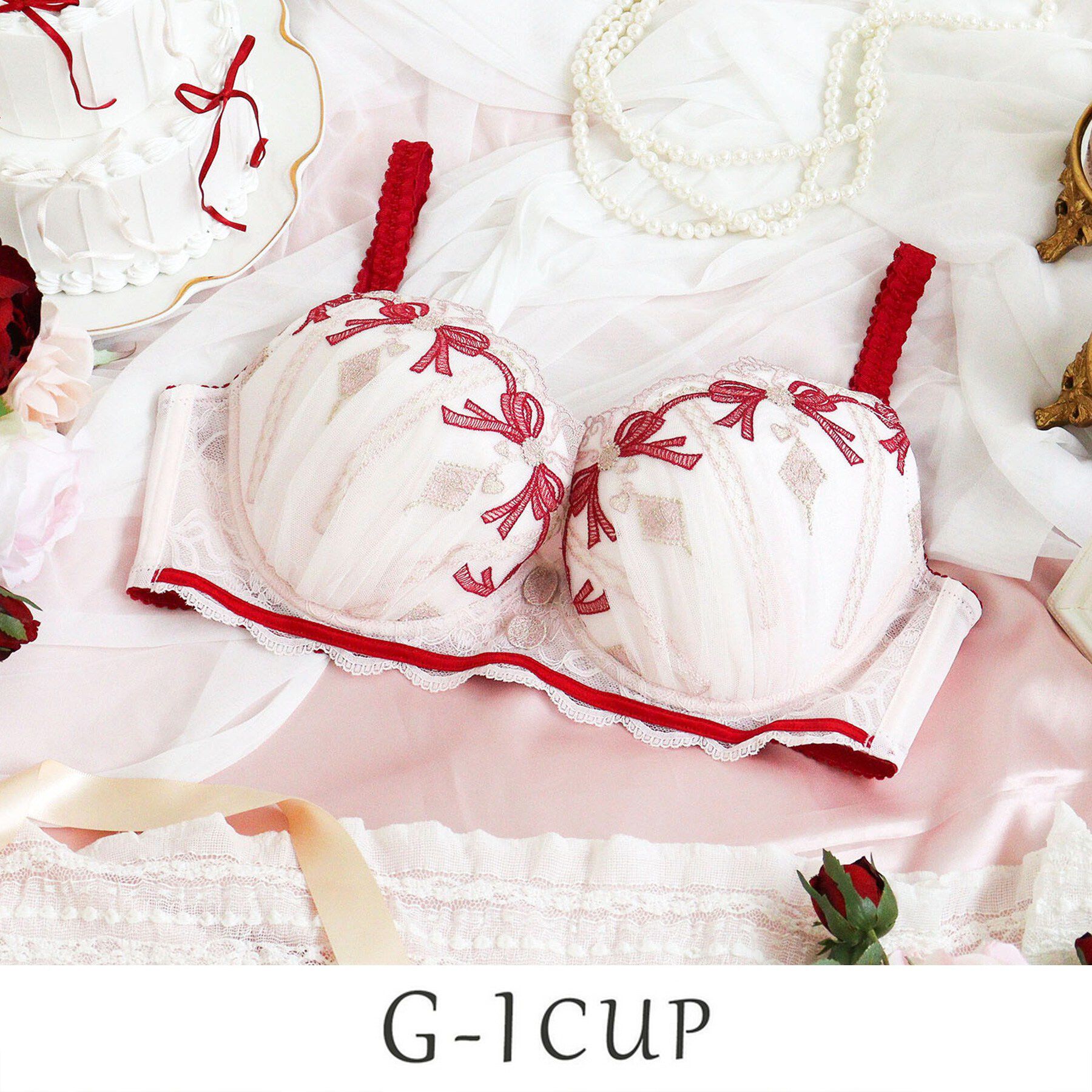 Risa Magli「イルメラ ブラジャー (G-I) ＜Glamor Bra／バストアップタイプ＞」|インナー|レッド(061)