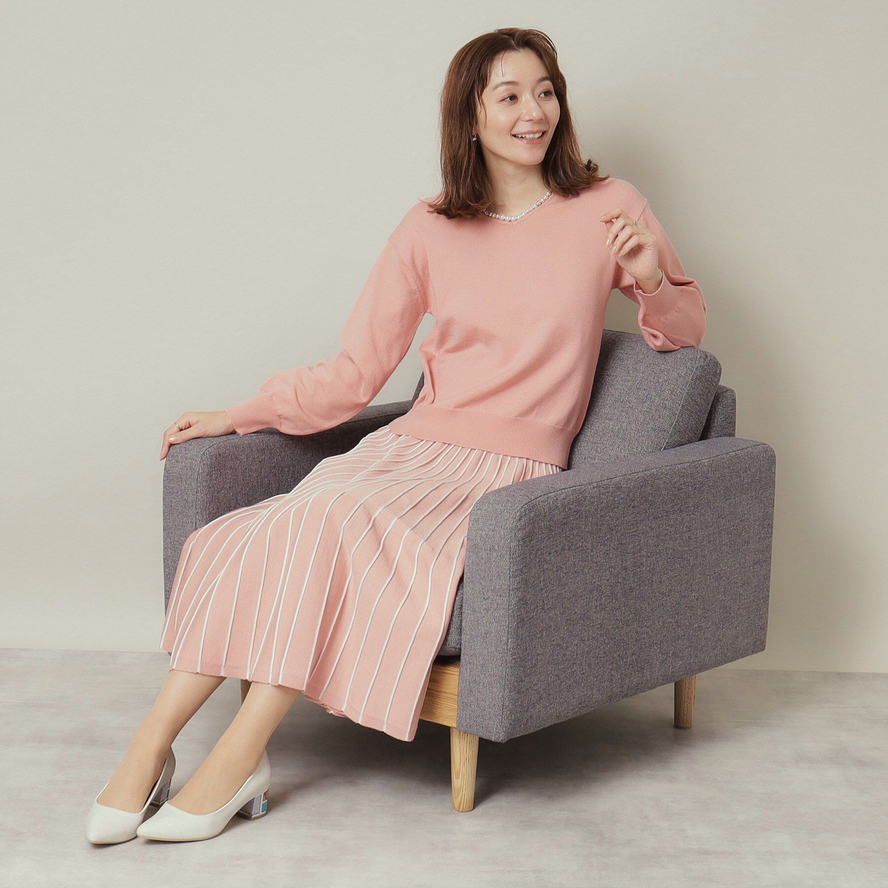 ITS&rsquo;DEMO「【通勤／手洗い可】Vネック&times;フレアスカートセットアップ」|スーツ|