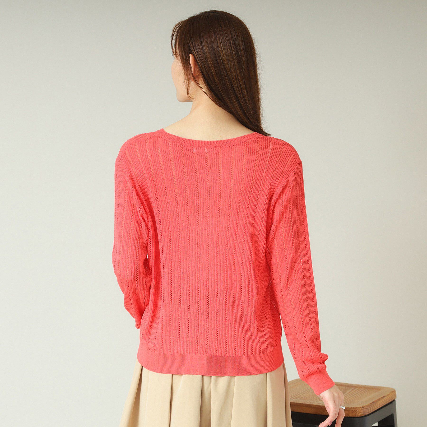 ITS&rsquo;DEMO「【手洗い可】透かし編みクルーカーデ」|カーディガン|