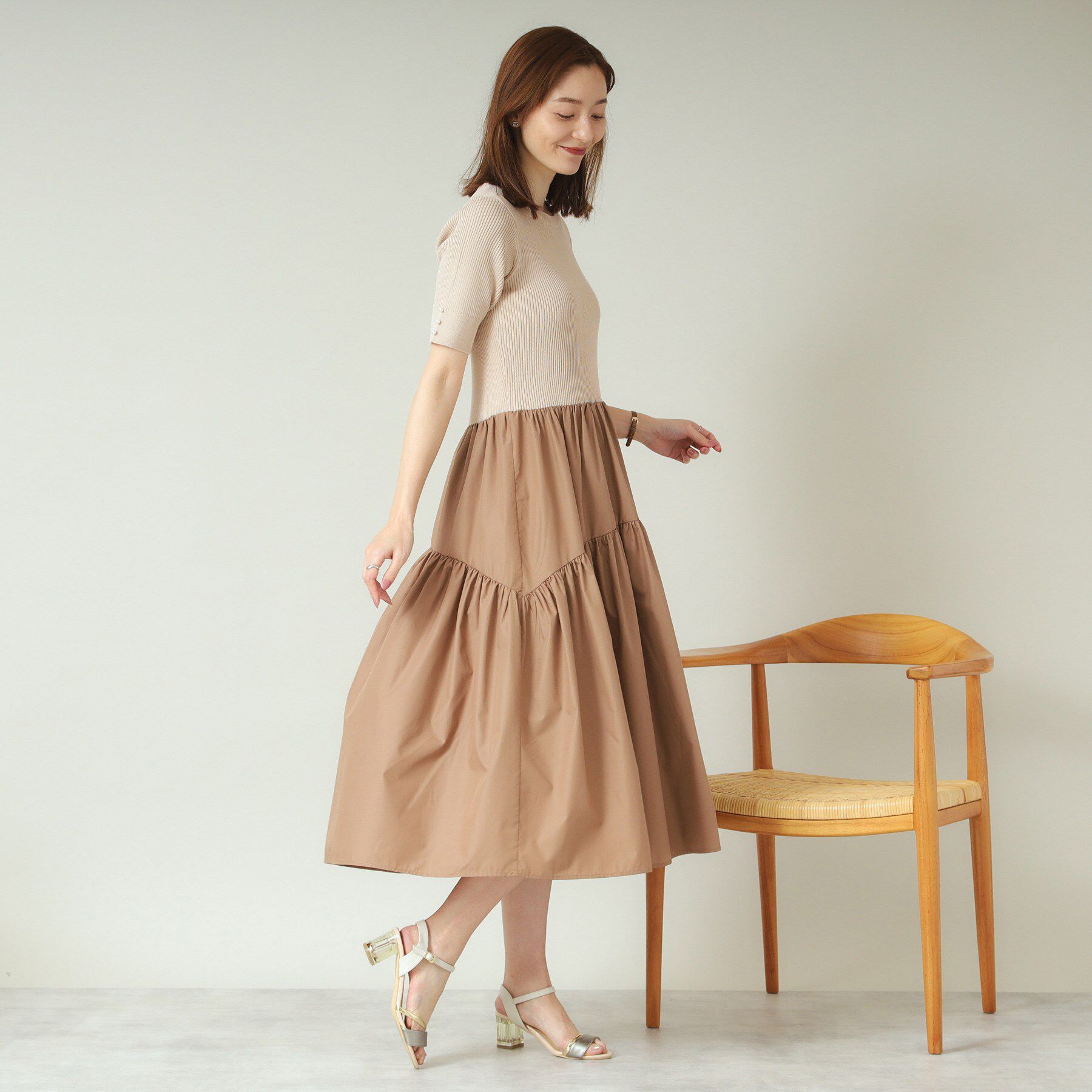 ITS&rsquo;DEMO「【手洗い可】ニットドッキングワンピース」|ワンピース|