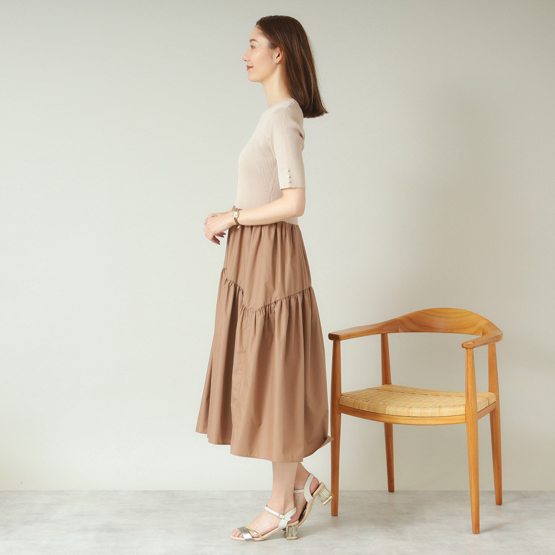 ITS&rsquo;DEMO「【手洗い可】ニットドッキングワンピース」|ワンピース|